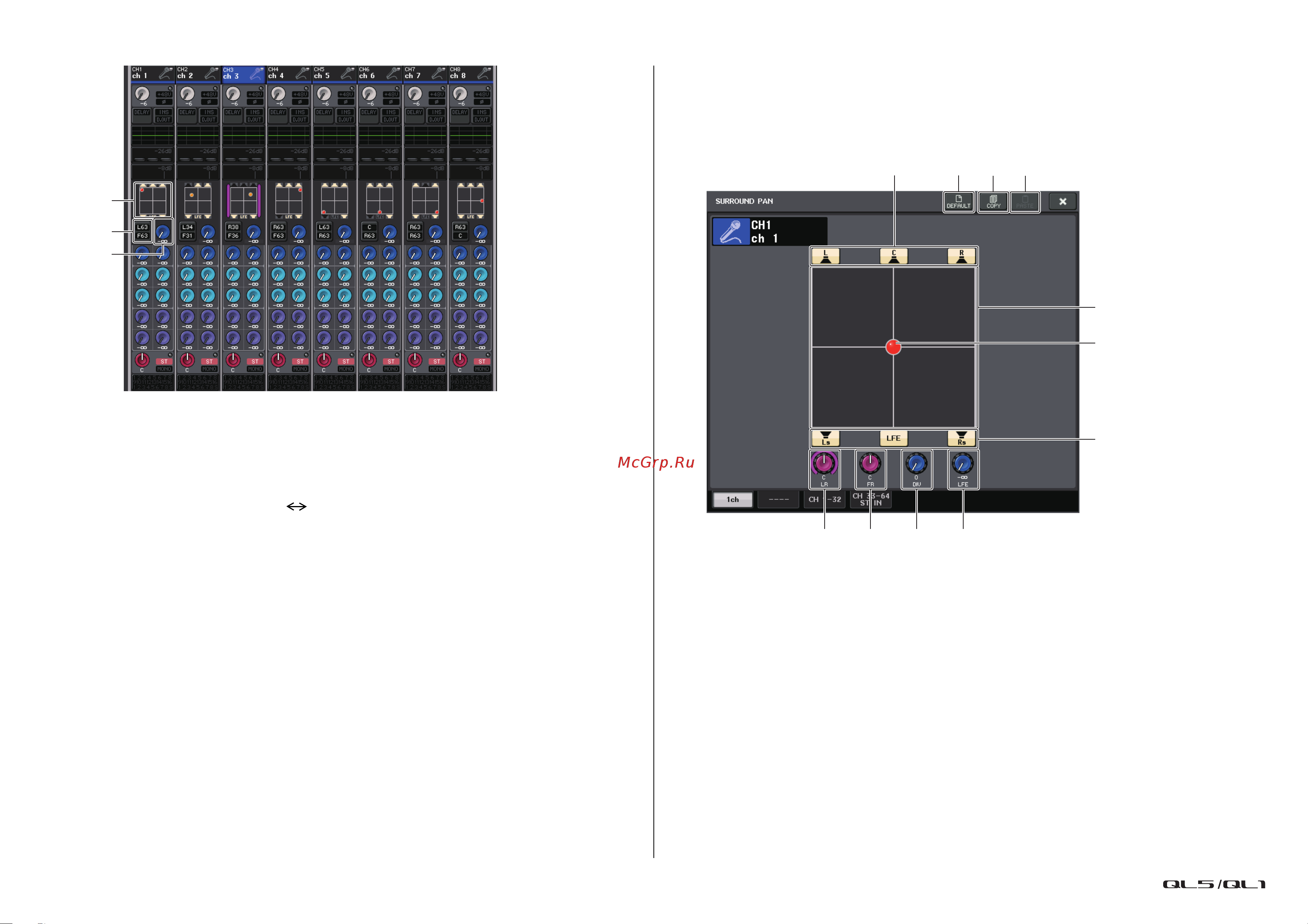 Yamaha QL1 [46/324] Экран surround pan 1ch