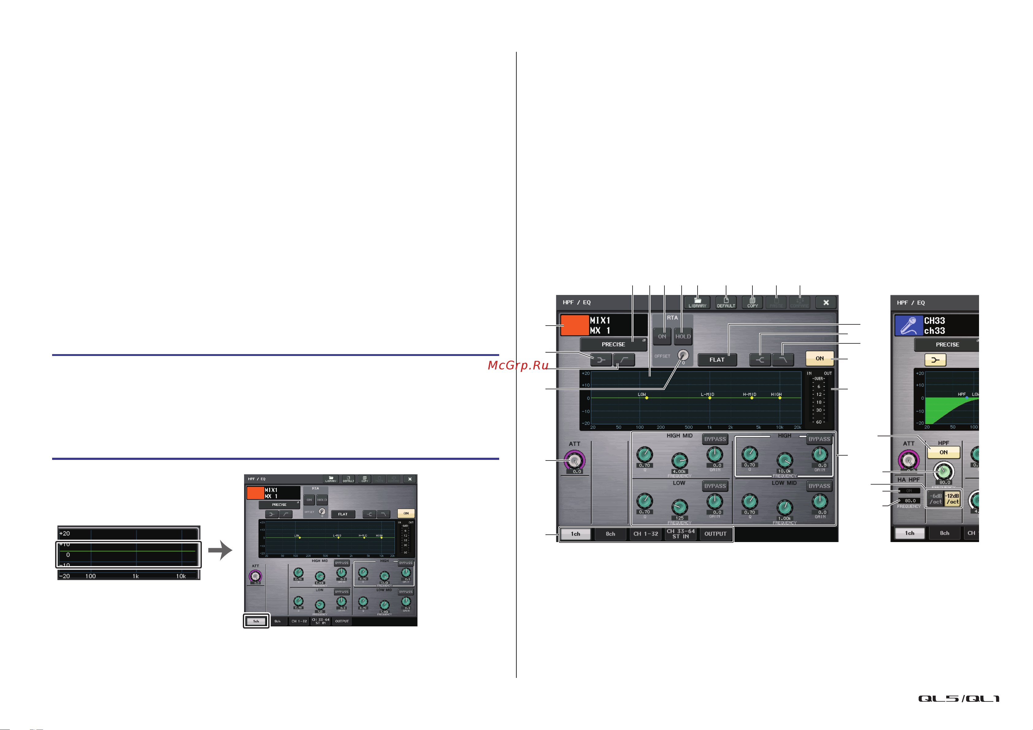 Yamaha QL1 [59/324] Окно hpf eq 1 кан
