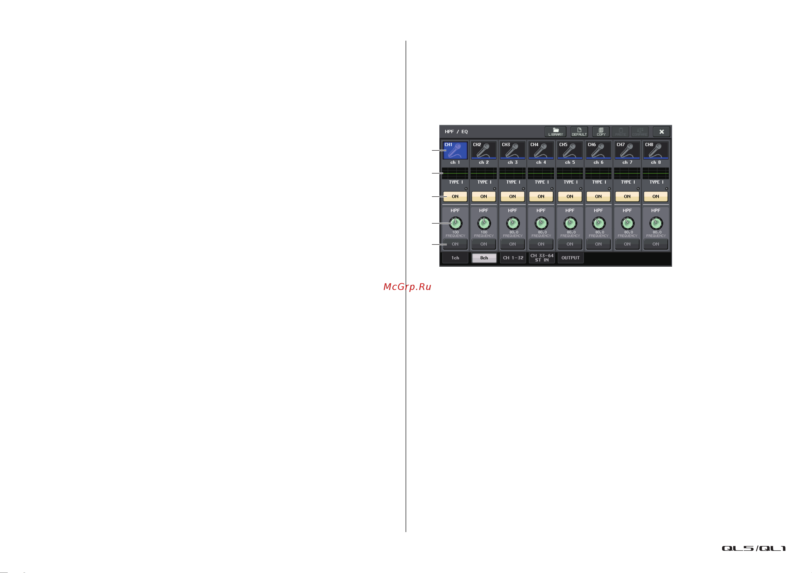 Yamaha QL1 [61/324] Окно hpf eq 8 кан