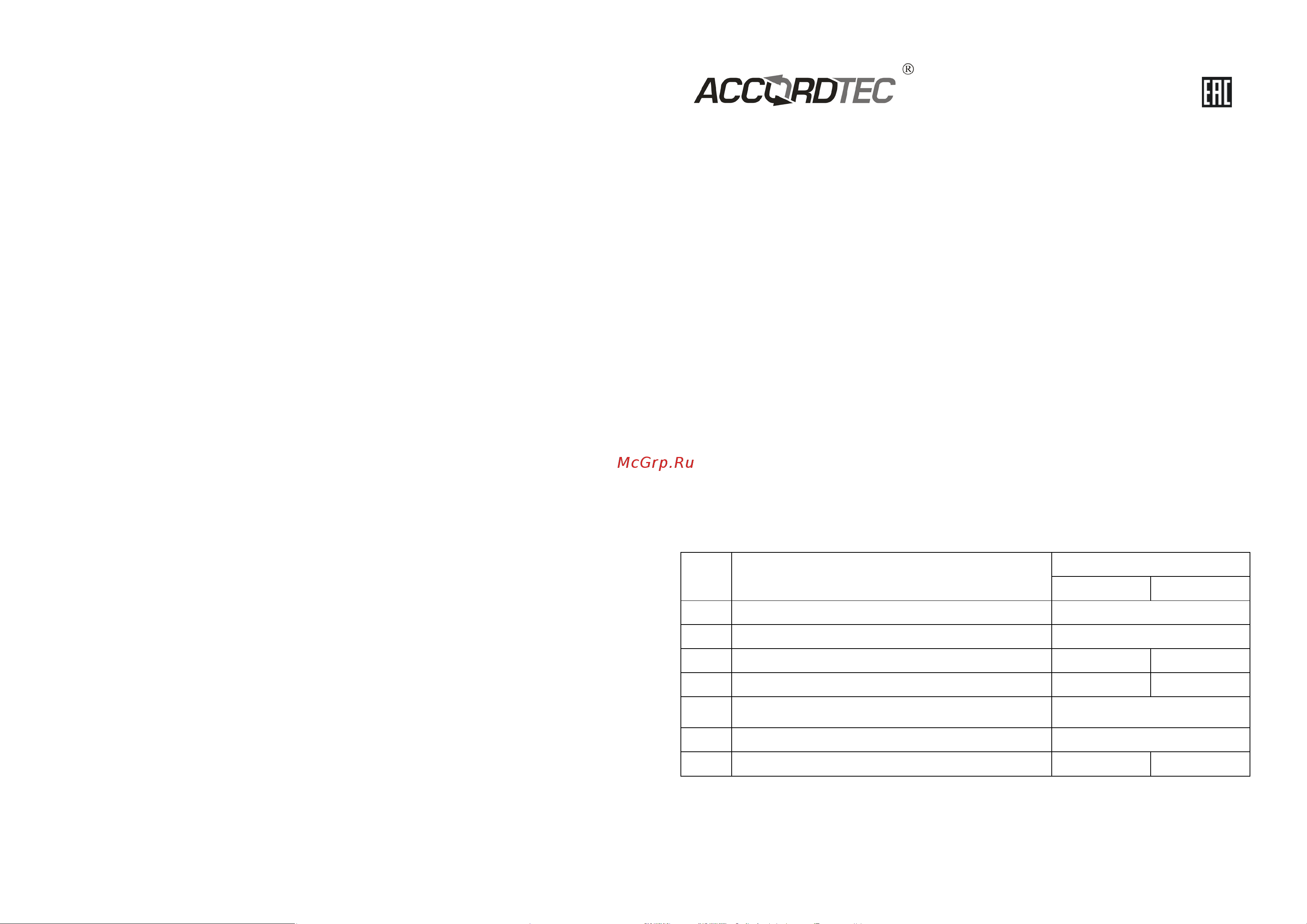 Accordtec AT-12/15 DIN Паспорт онлайн