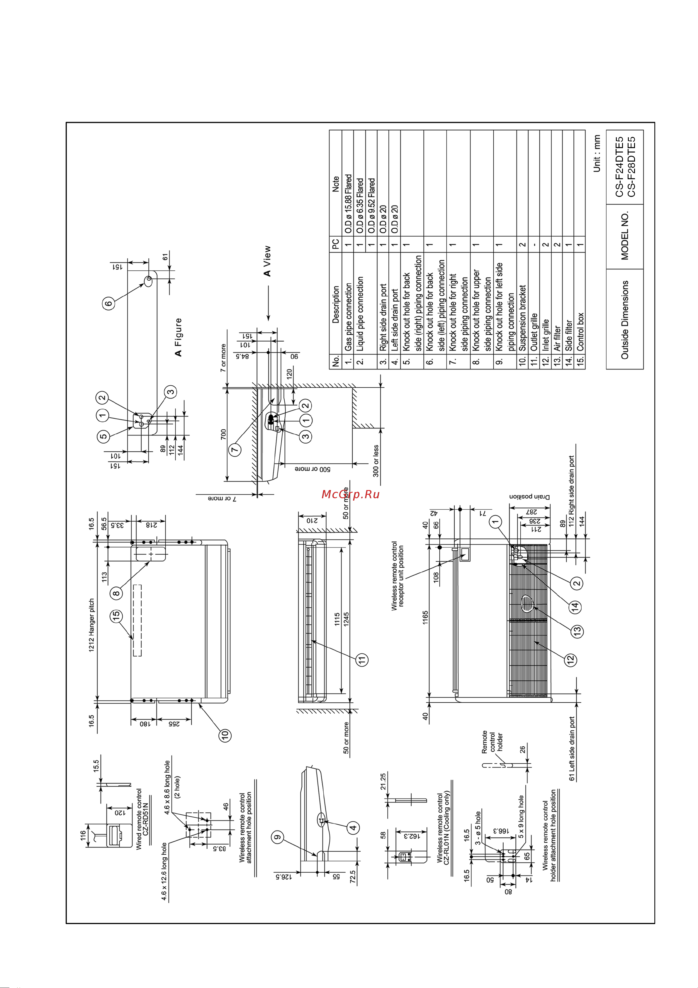 Panasonic CS-F43DTE5 / CU-B43DBE8 [17/150] Dimensions