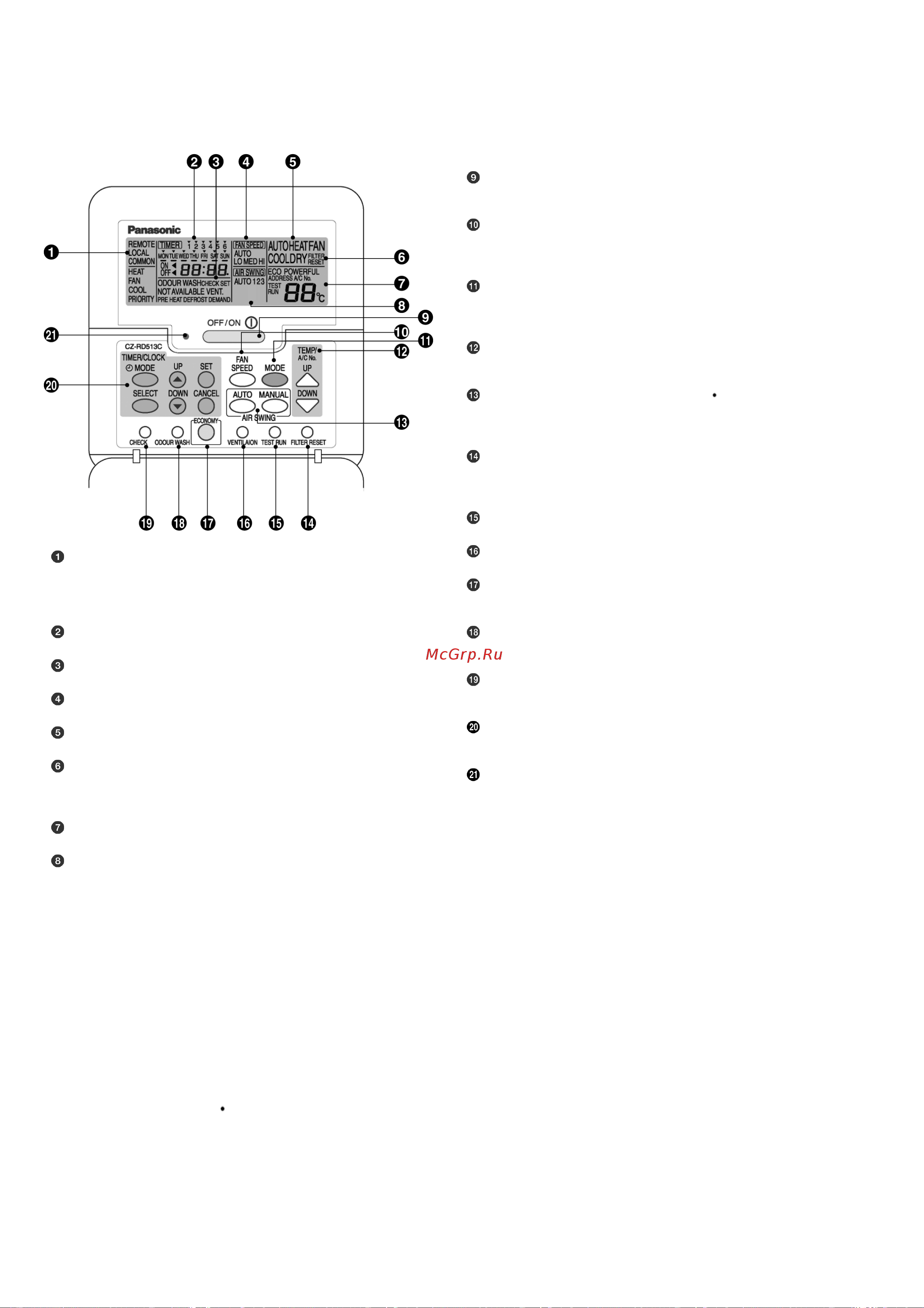 Panasonic CS-F50DD1E5 [28/147] Wired remote control operating instructions