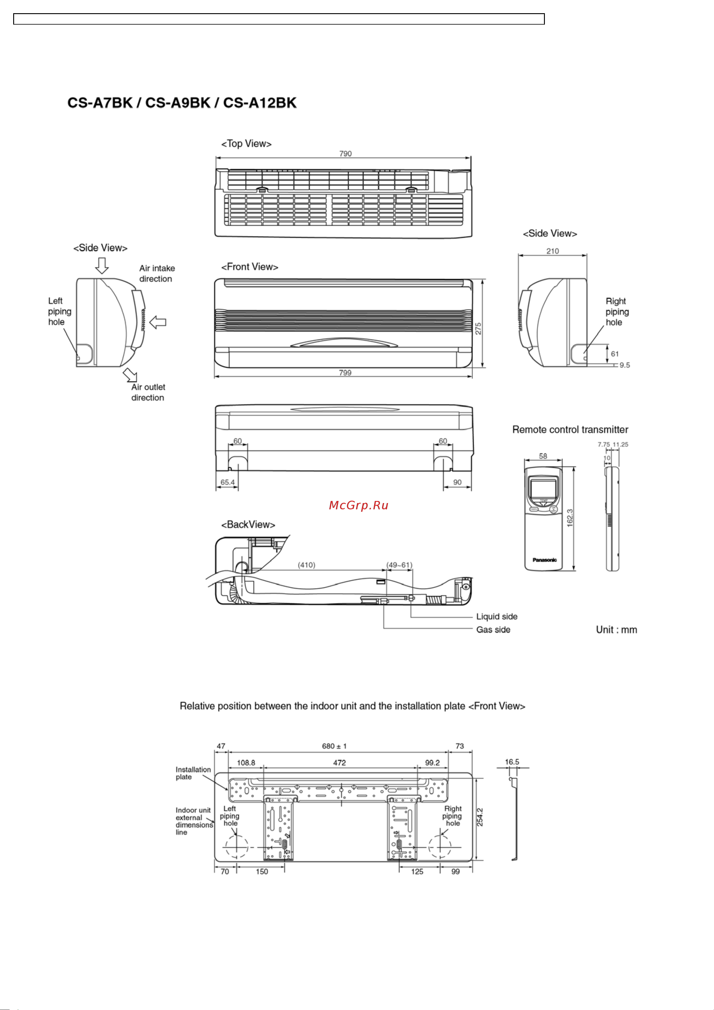 Panasonic CS-A9BKP Сервис мануал онлайн [12/86] 625445