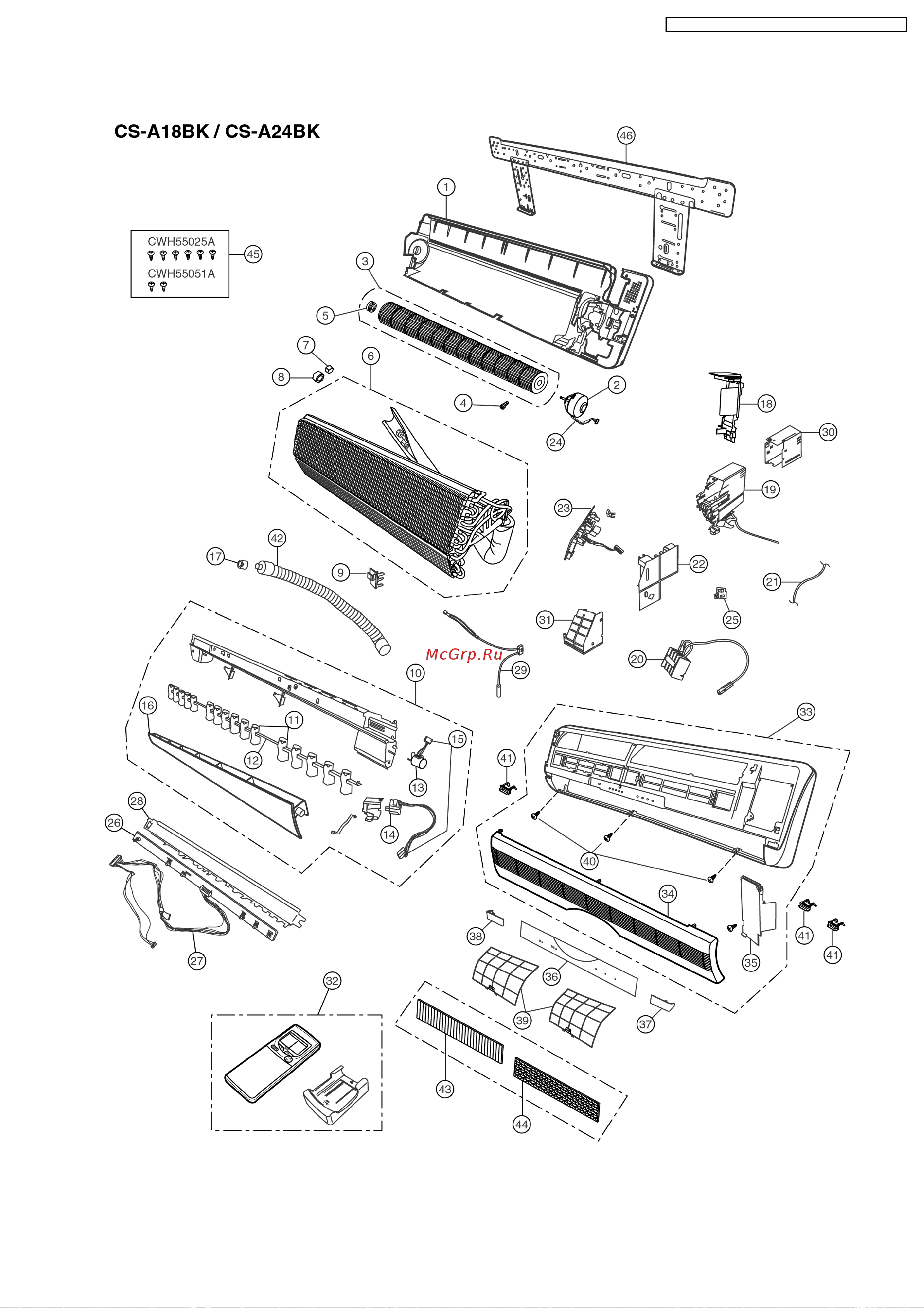 Panasonic CS-A18BKP / CU-A18BKP5 [71/82] Exploded view