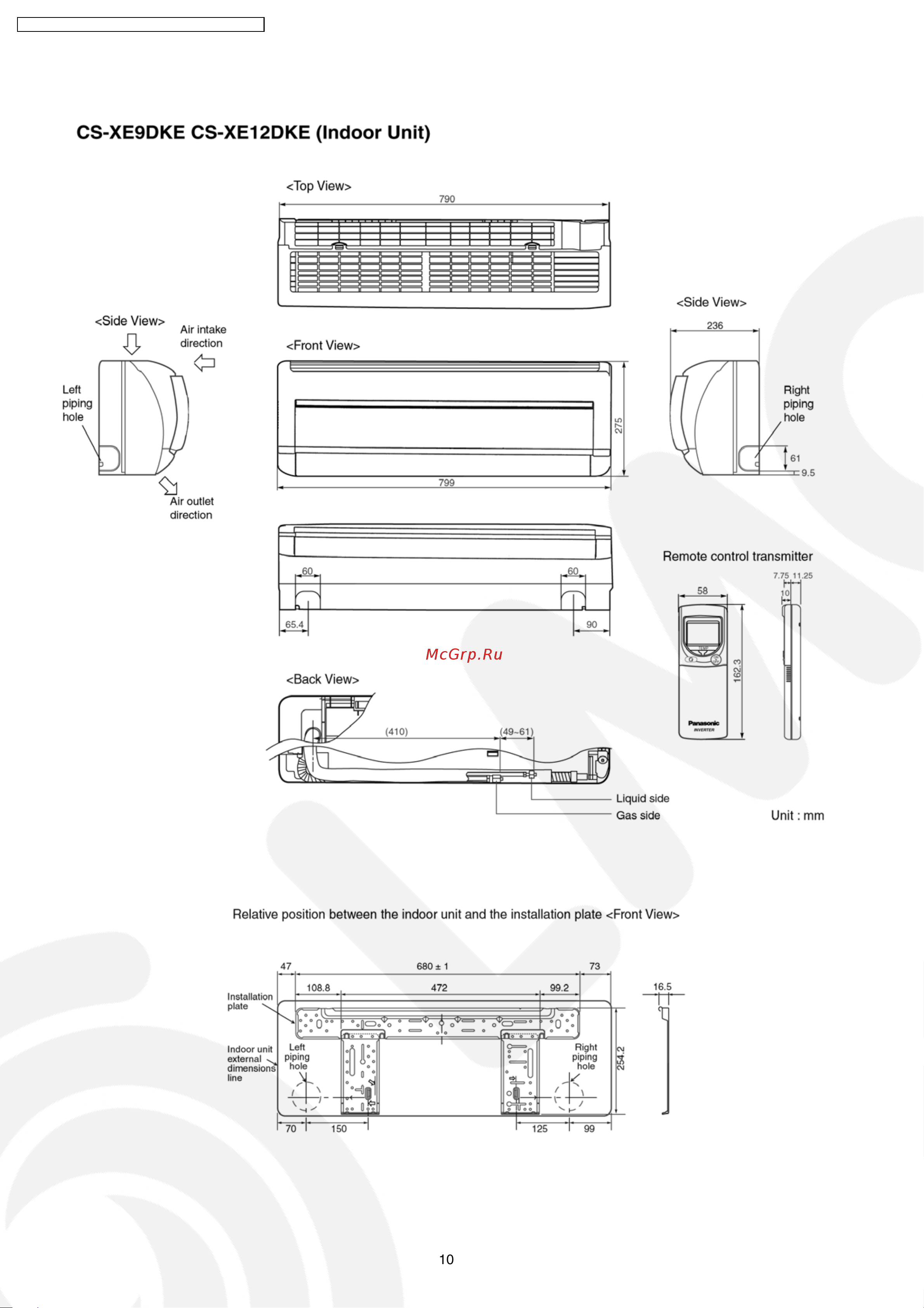 Panasonic CS-XE9DKE Сервис мануал онлайн [10/108] 9476