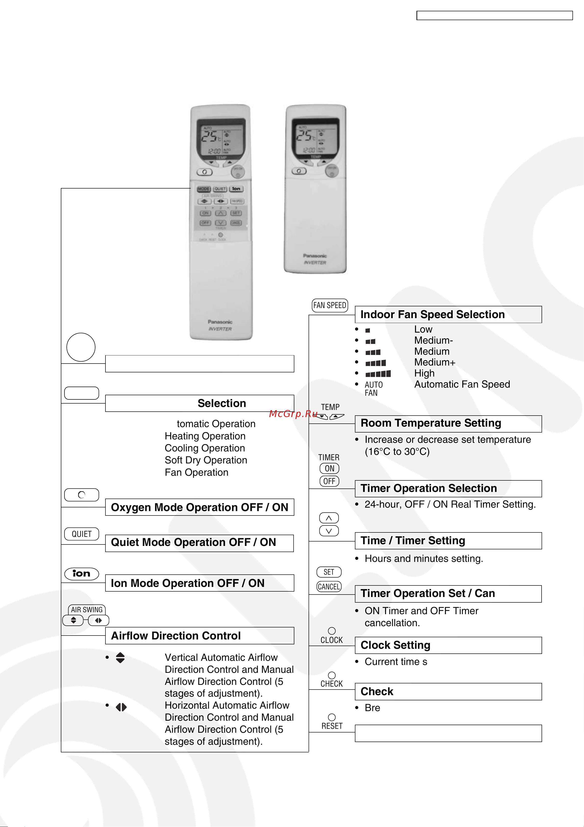 Panasonic CS-XE9DKE [3/108] Operation mode selection