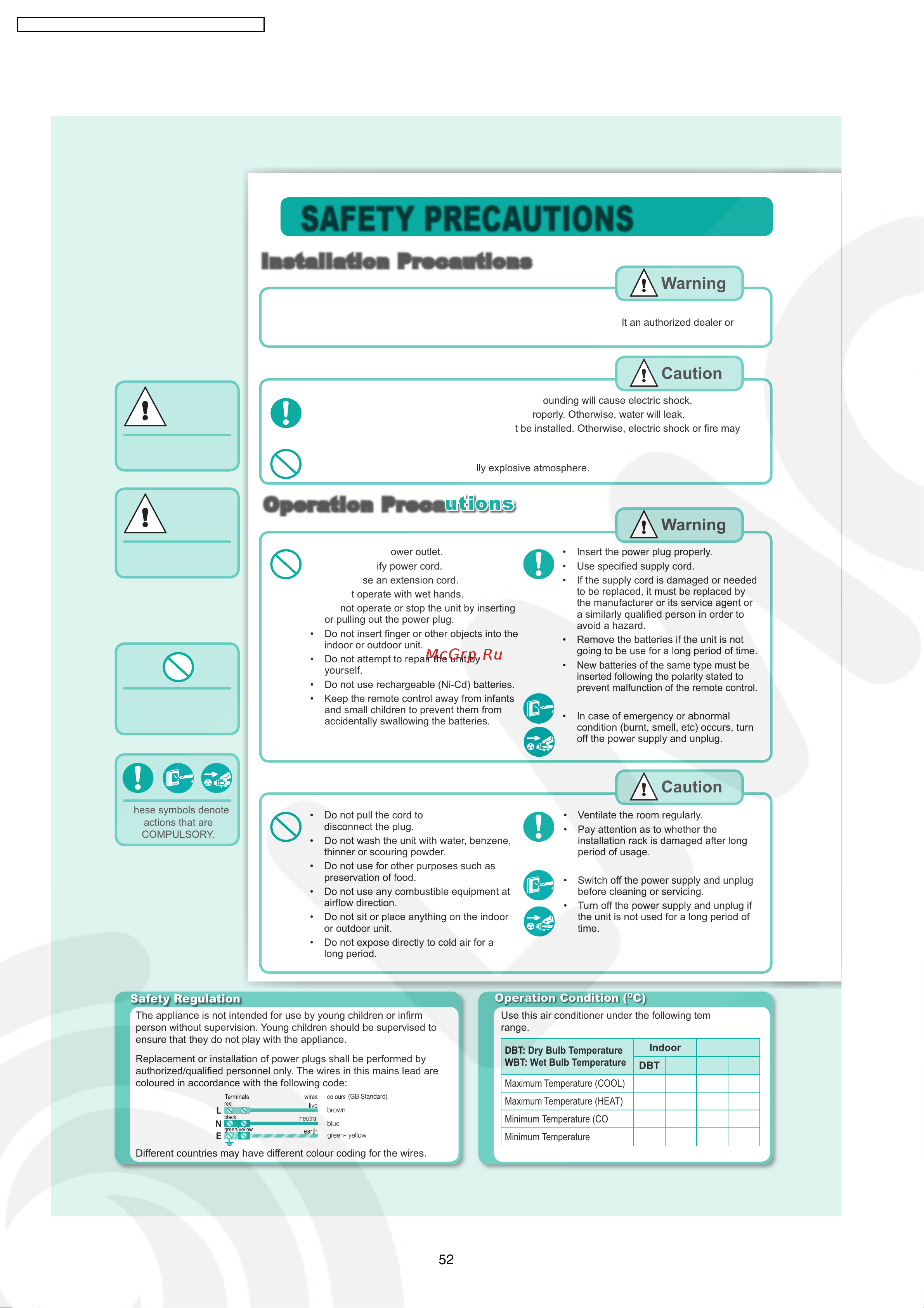 Panasonic CU-XE9DKE [52/108] Safety precautions