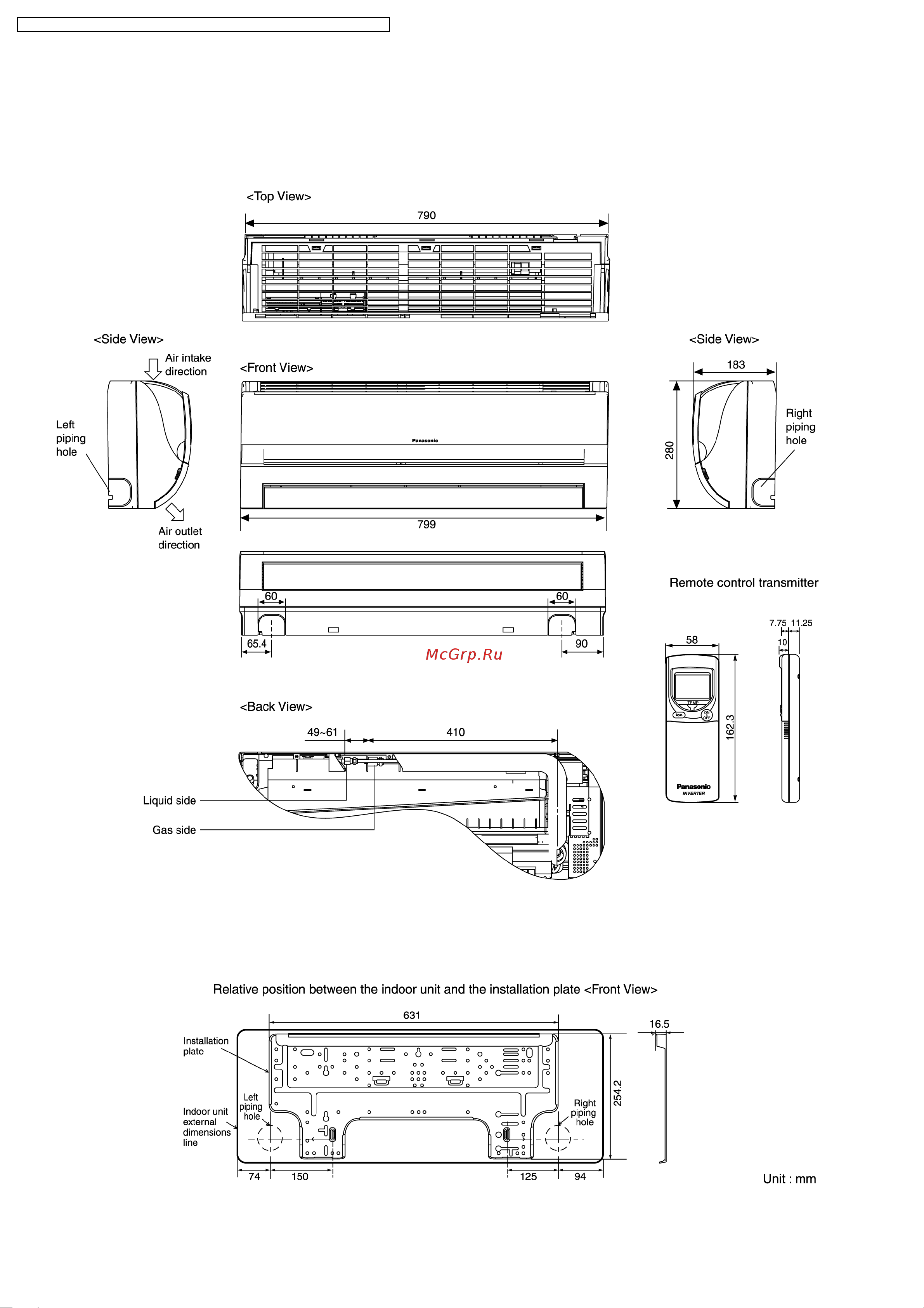 Panasonic CU-E18DKD [12/122] Dimensions