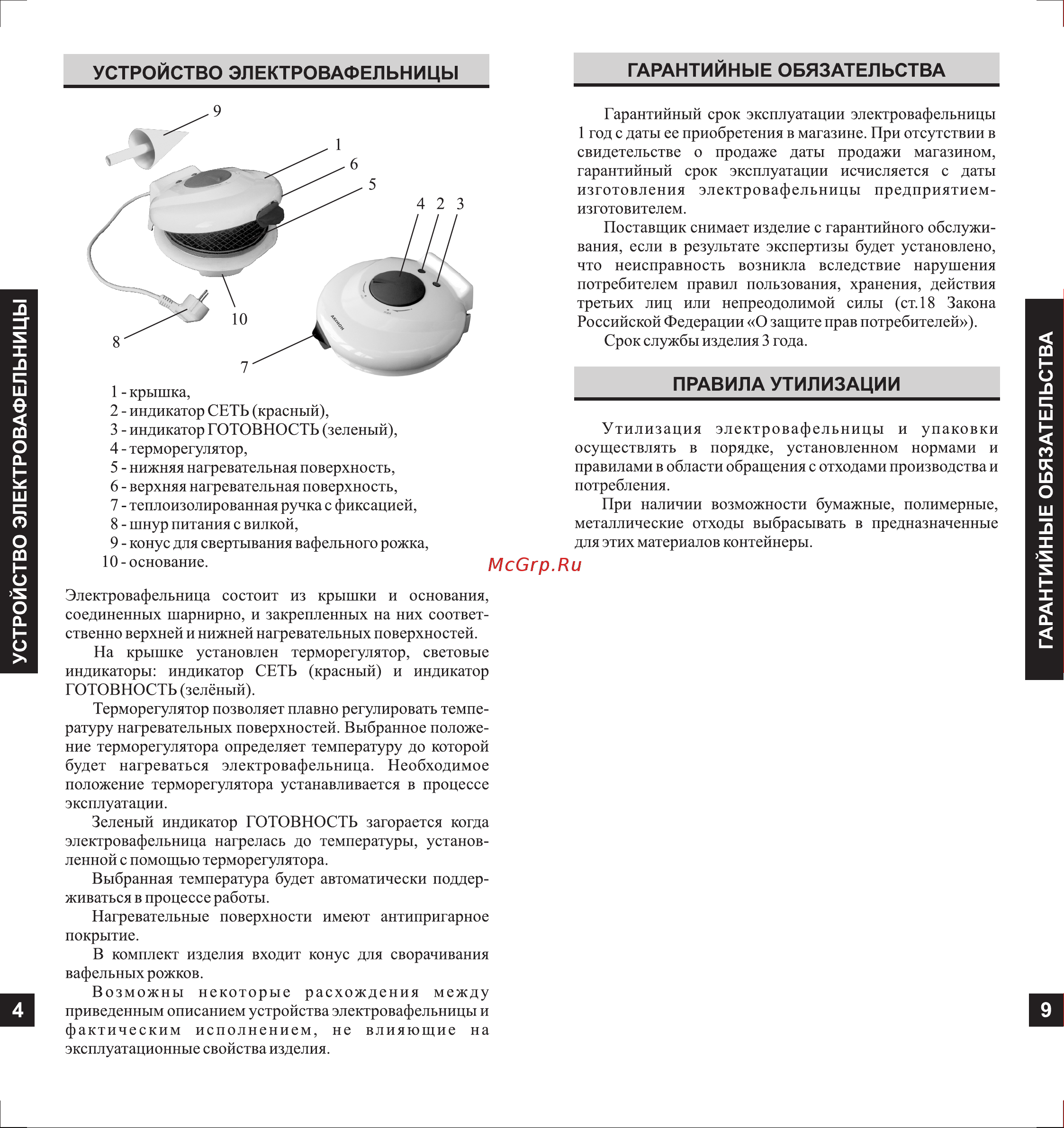 Аксион В11 [4/6] Устройство электровафельницы