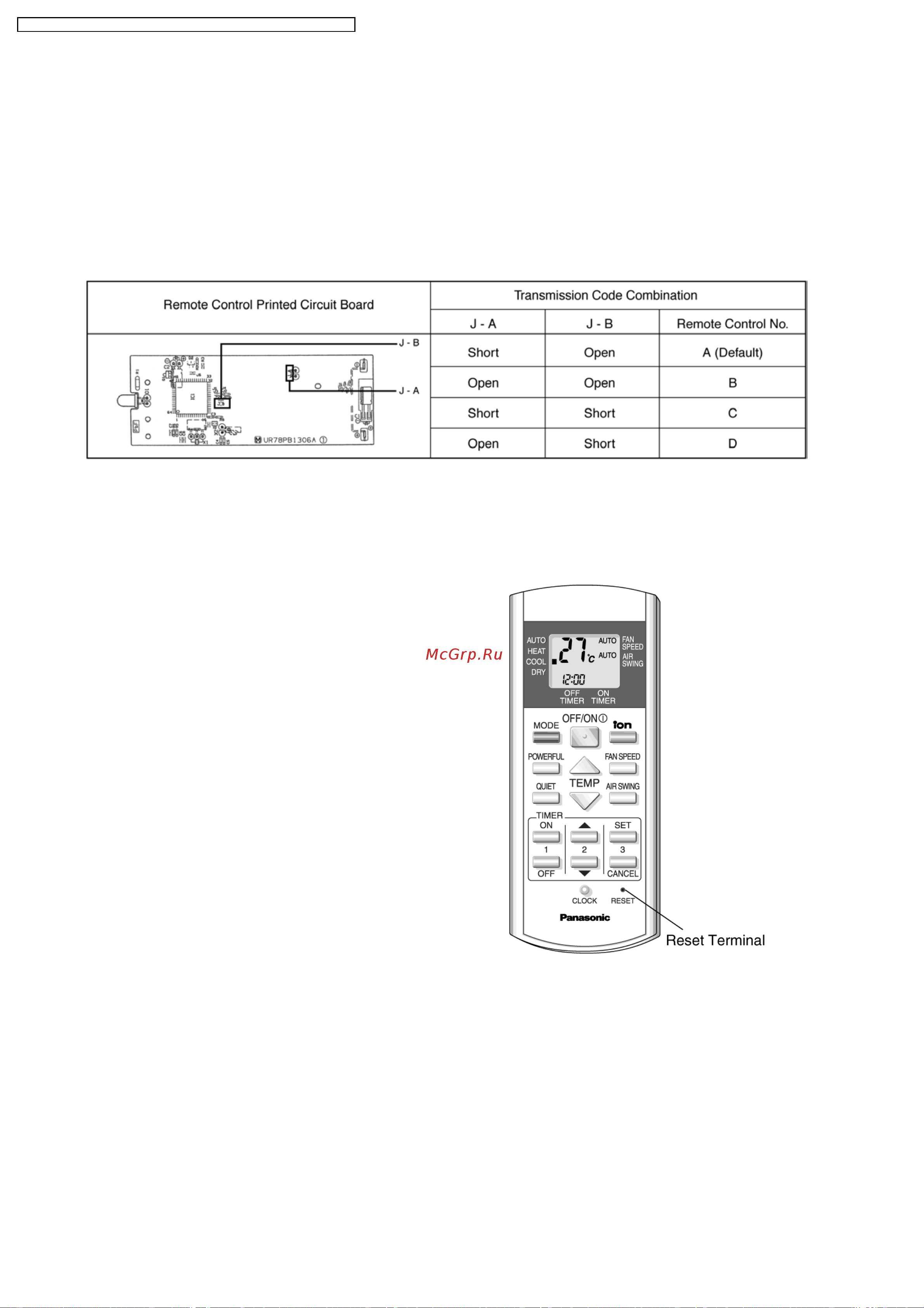 Panasonic CS-A9DKD / CU-A9DKD [66/88] Remote control reset