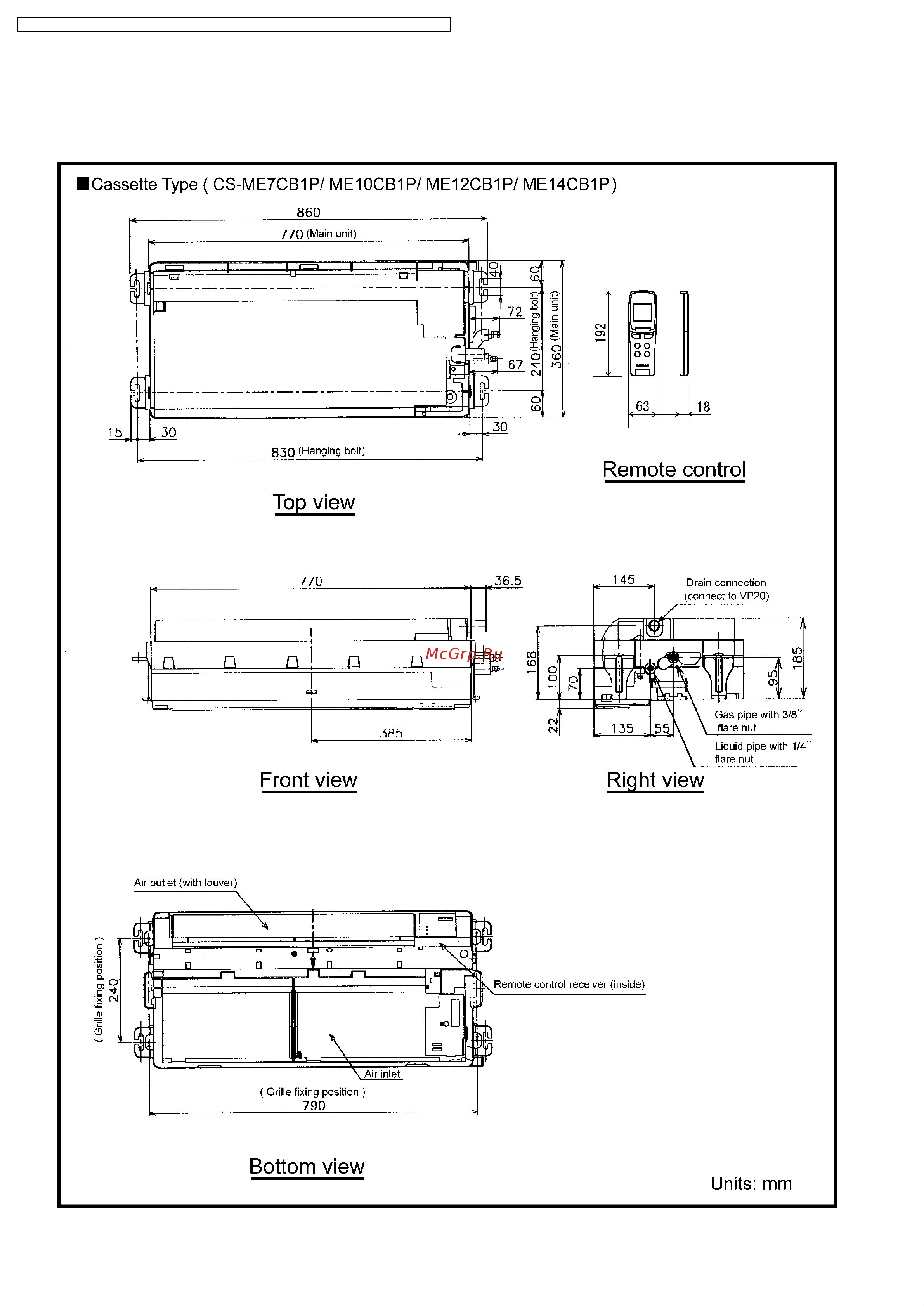 Panasonic CS-ME12CB1P [8/69] Dimensions