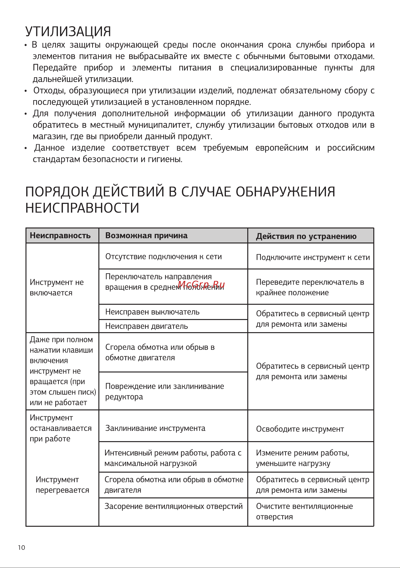STARWIND DSС-10-280 [10/16] Порядок действий в случае обнаружения неисправности