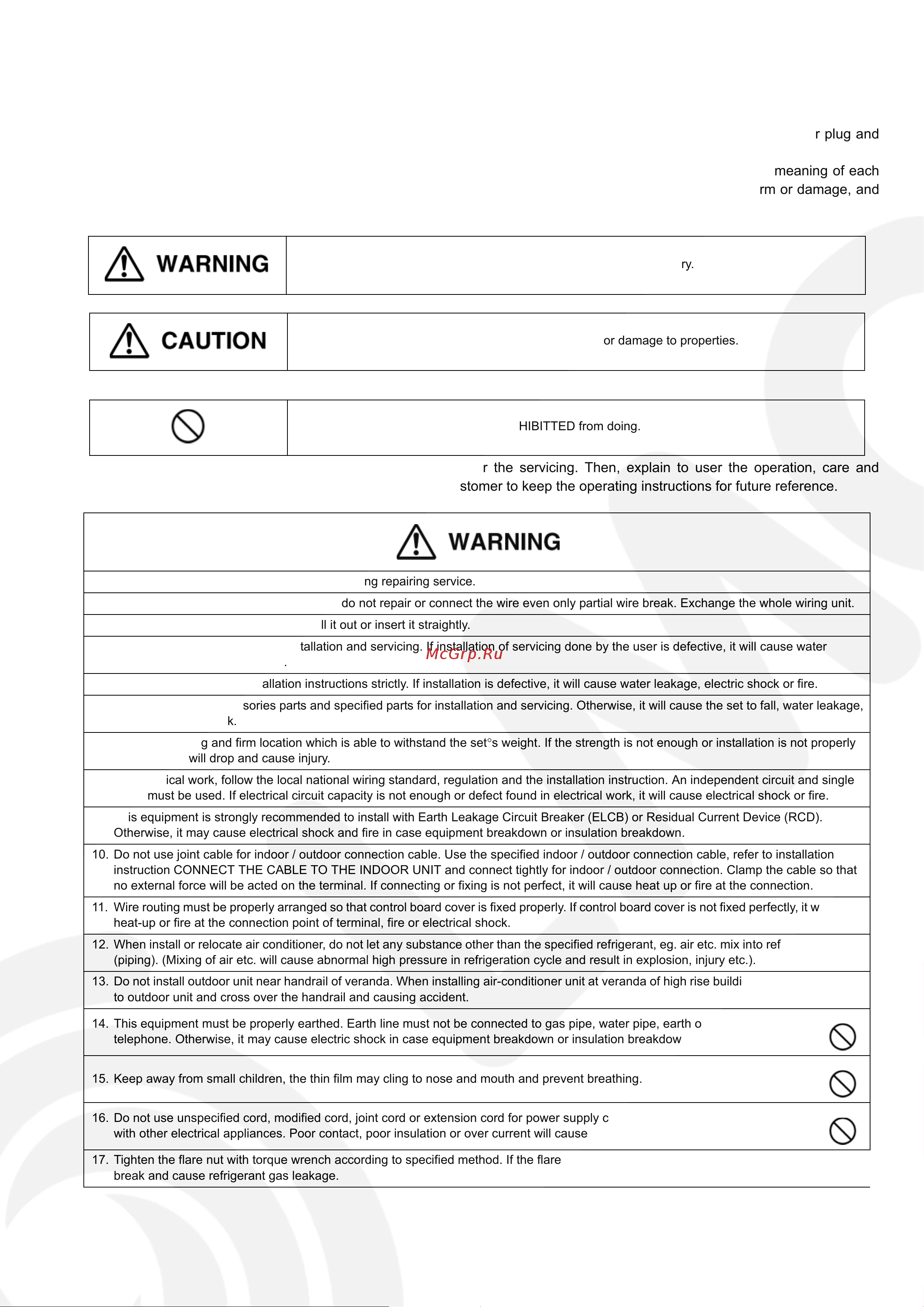 Panasonic CS-HE12JKE [3/97] Safety precautions