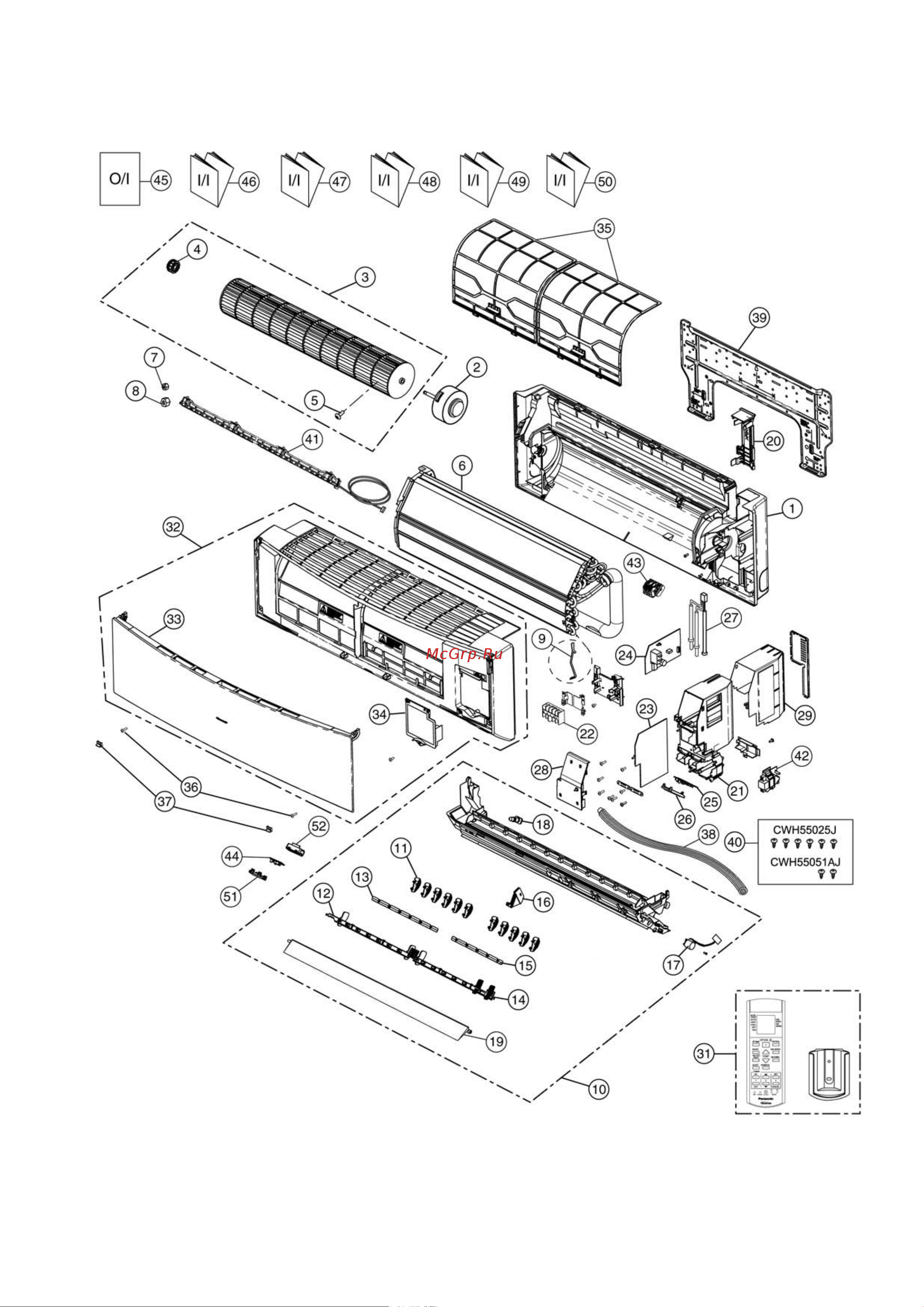 Panasonic CU-NE9MKE [93/96] Exploded view and replacement parts list
