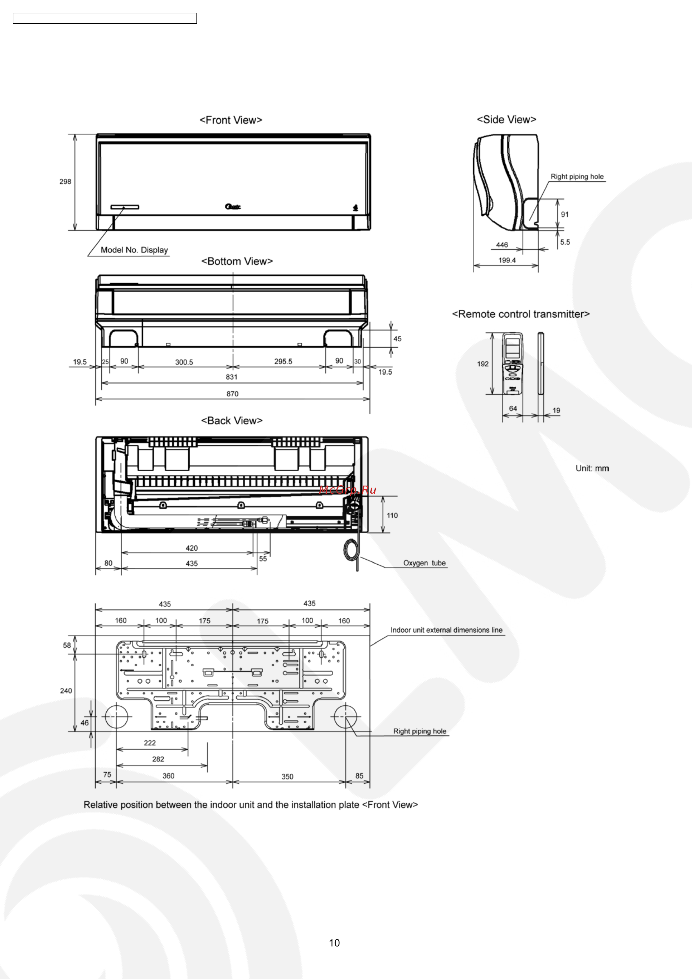 Panasonic CU-HE12DKE [10/88] Dimensions