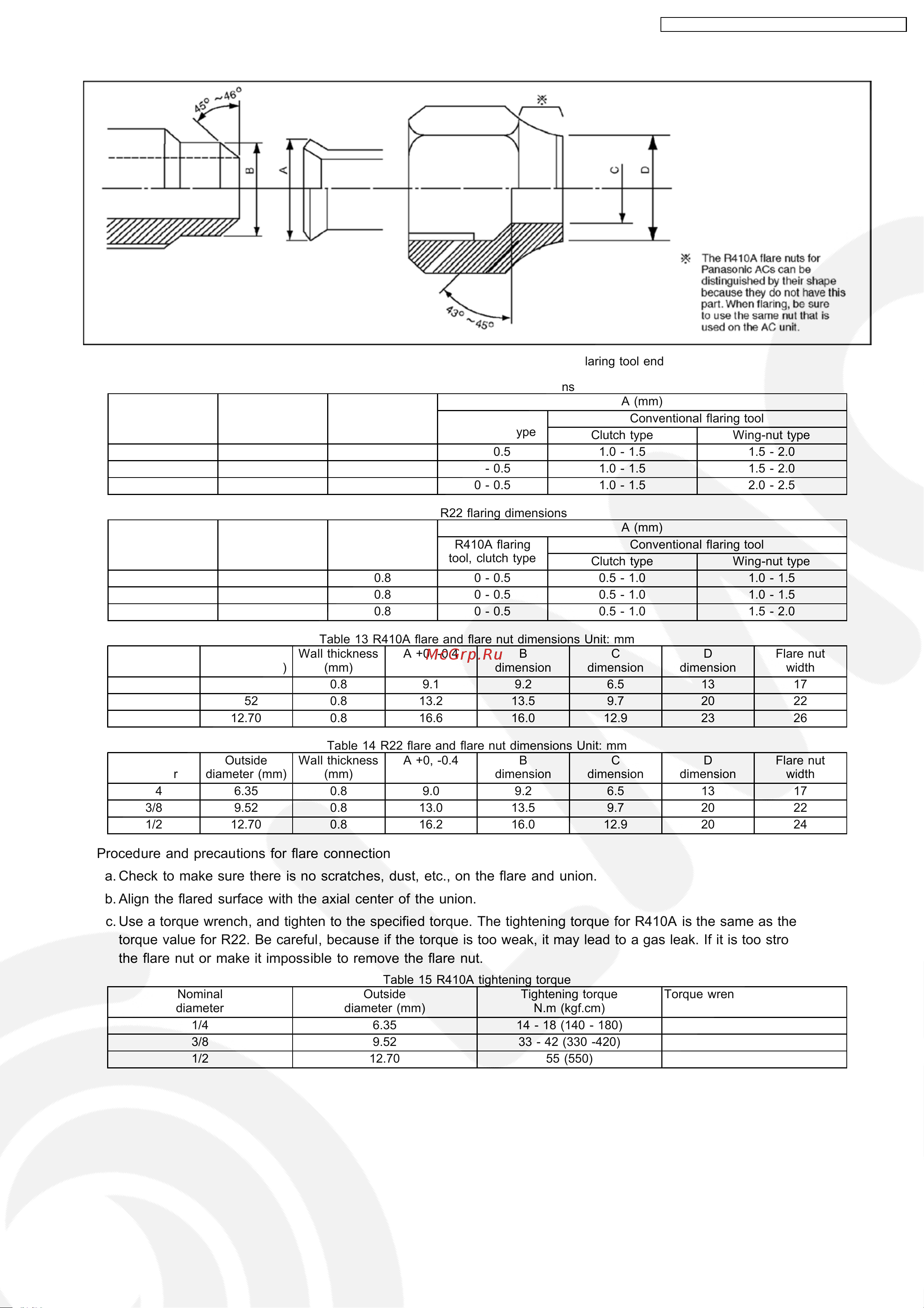 Panasonic CU-HE12DKE [61/88] Procedure and precautions for flare connection