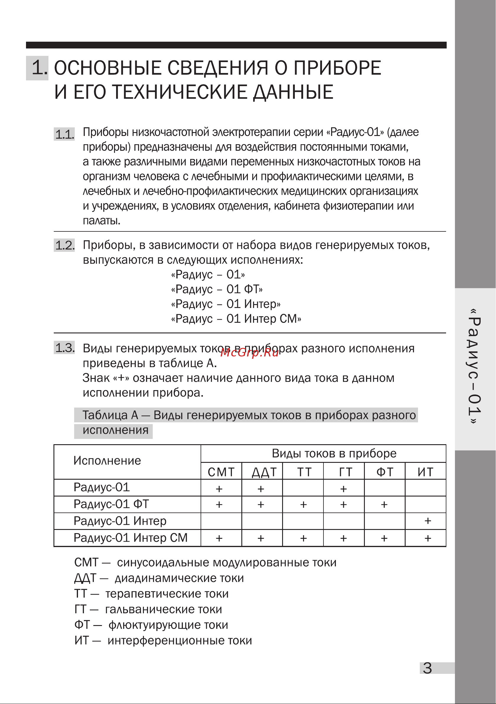 Клэр Радиус-01 Интер [3/12] И его технические данные