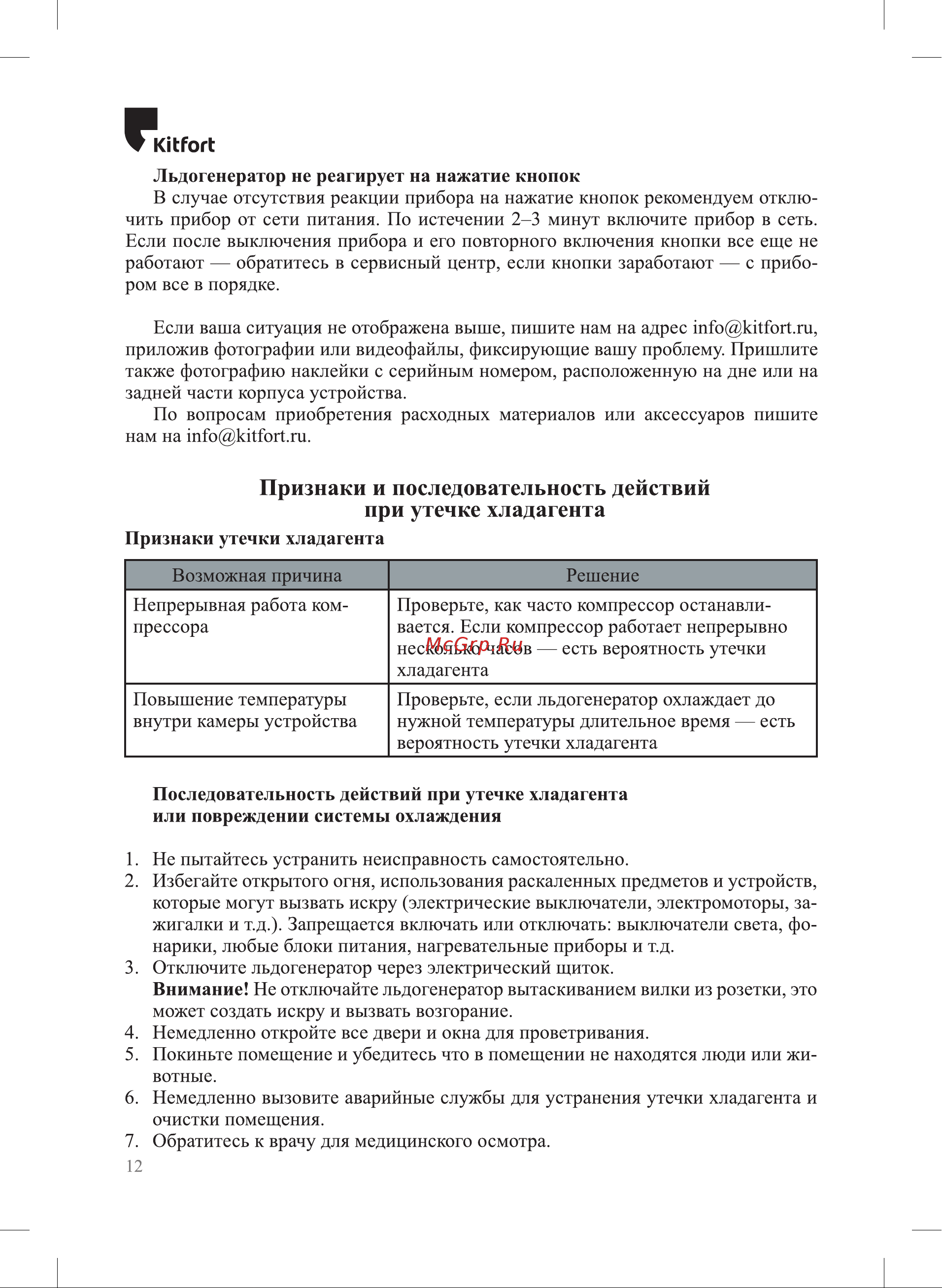 Kitfort KT-1819 [12/16] Признаки и последовательность действий