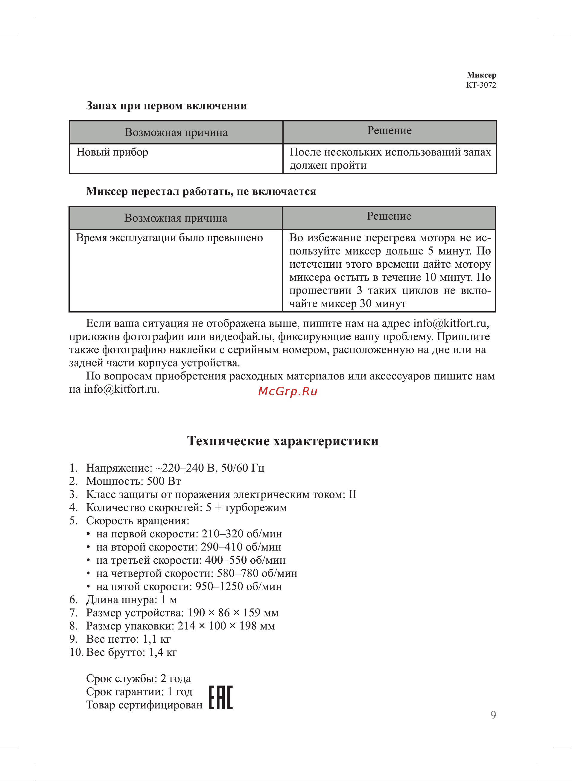 Kitfort KT-3072 [9/12] Гп г