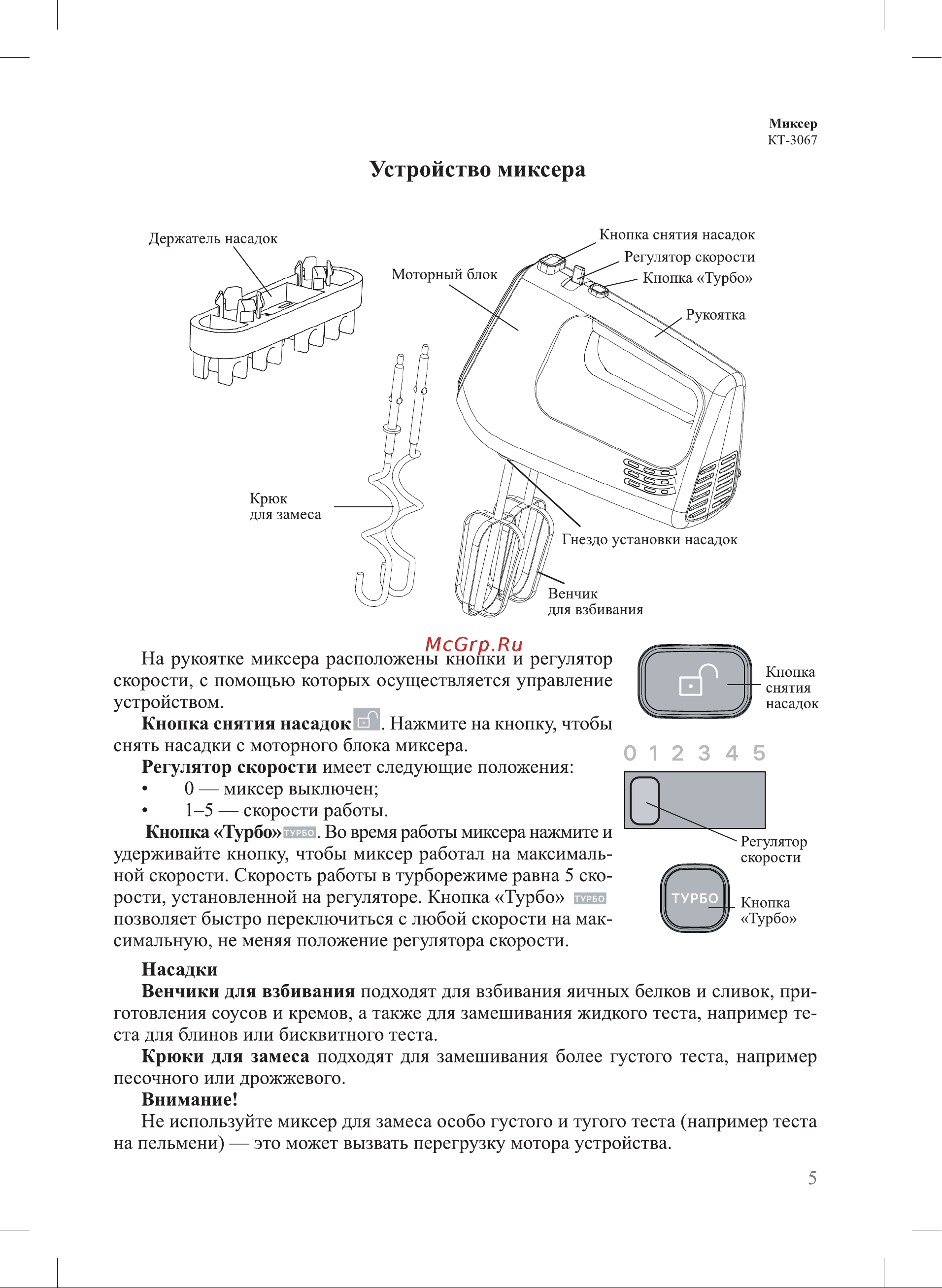 Kitfort KT-3067-1 [5/12] Устройство миксера