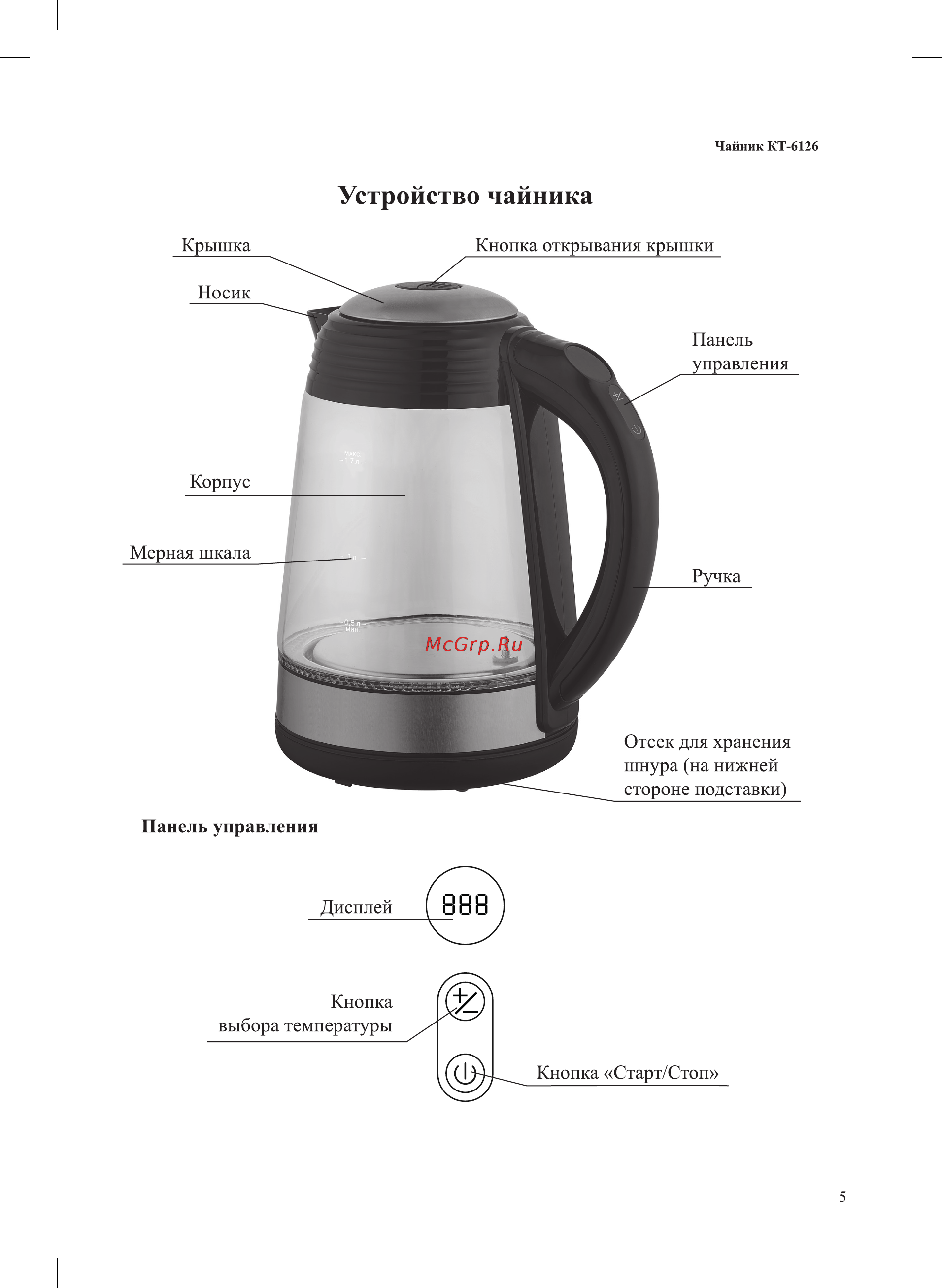 Kitfort KT-6126 Инструкция по эксплуатации онлайн [5/16] 627712