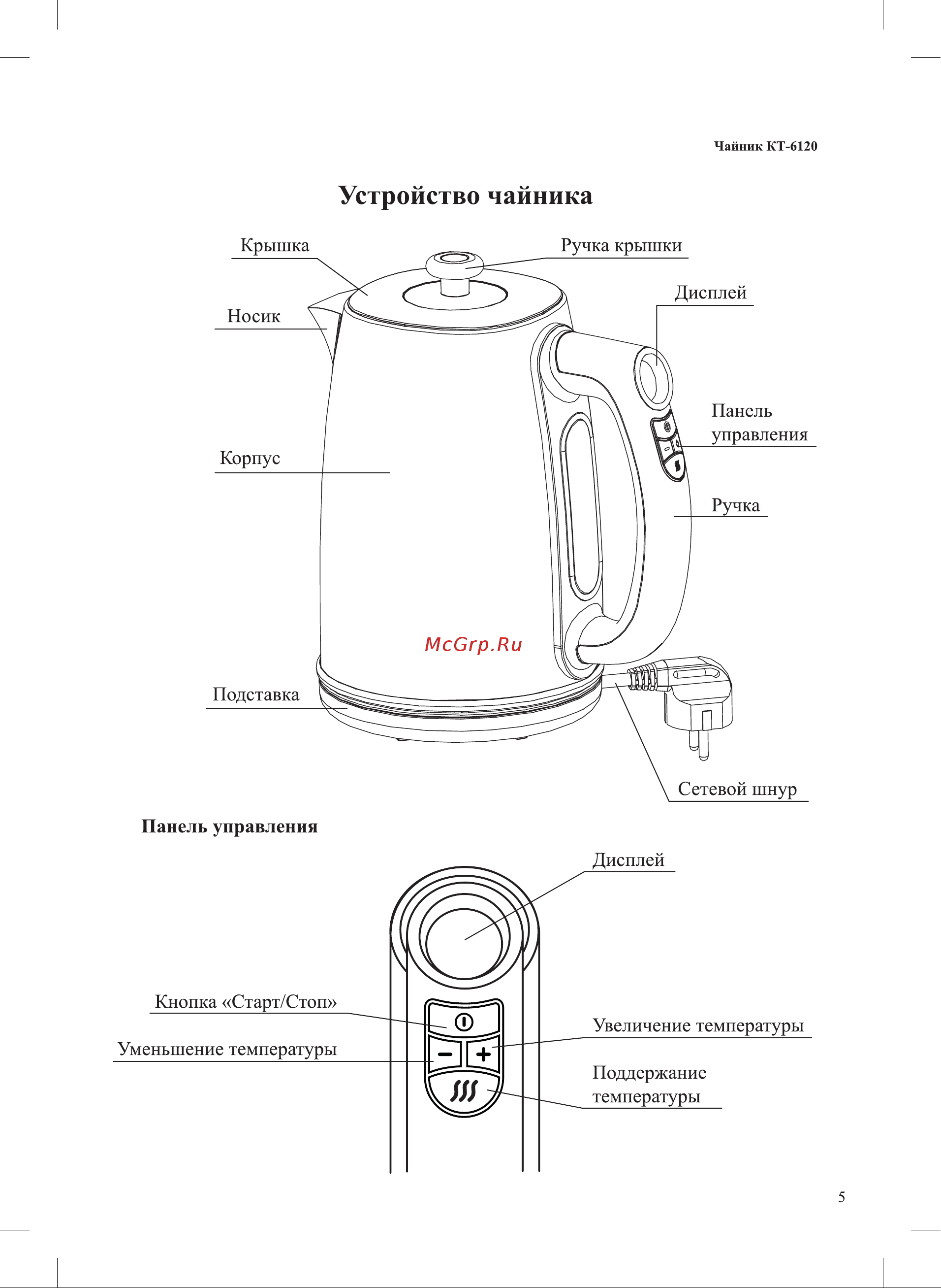 Kitfort KT-6120-1 Инструкция по эксплуатации онлайн [5/16] 627747
