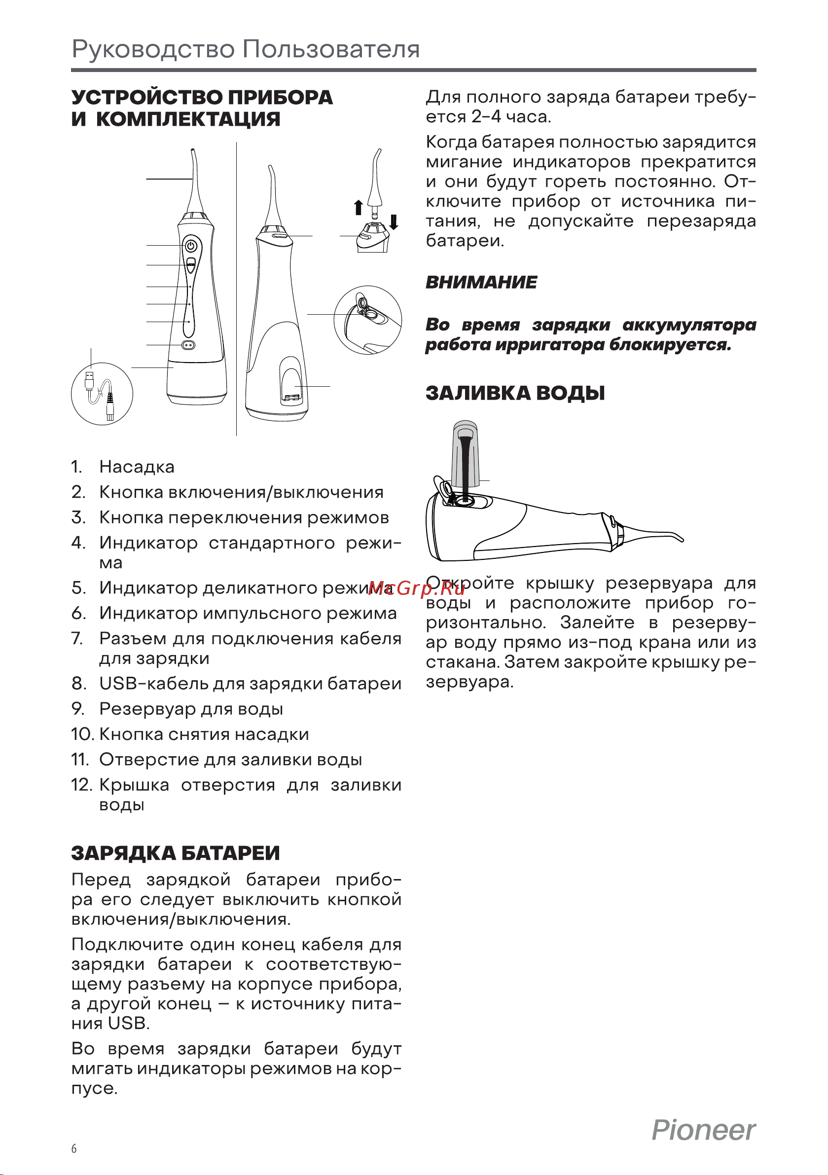 Pioneer TI-1001 Инструкция по эксплуатации онлайн [6/12] 628189