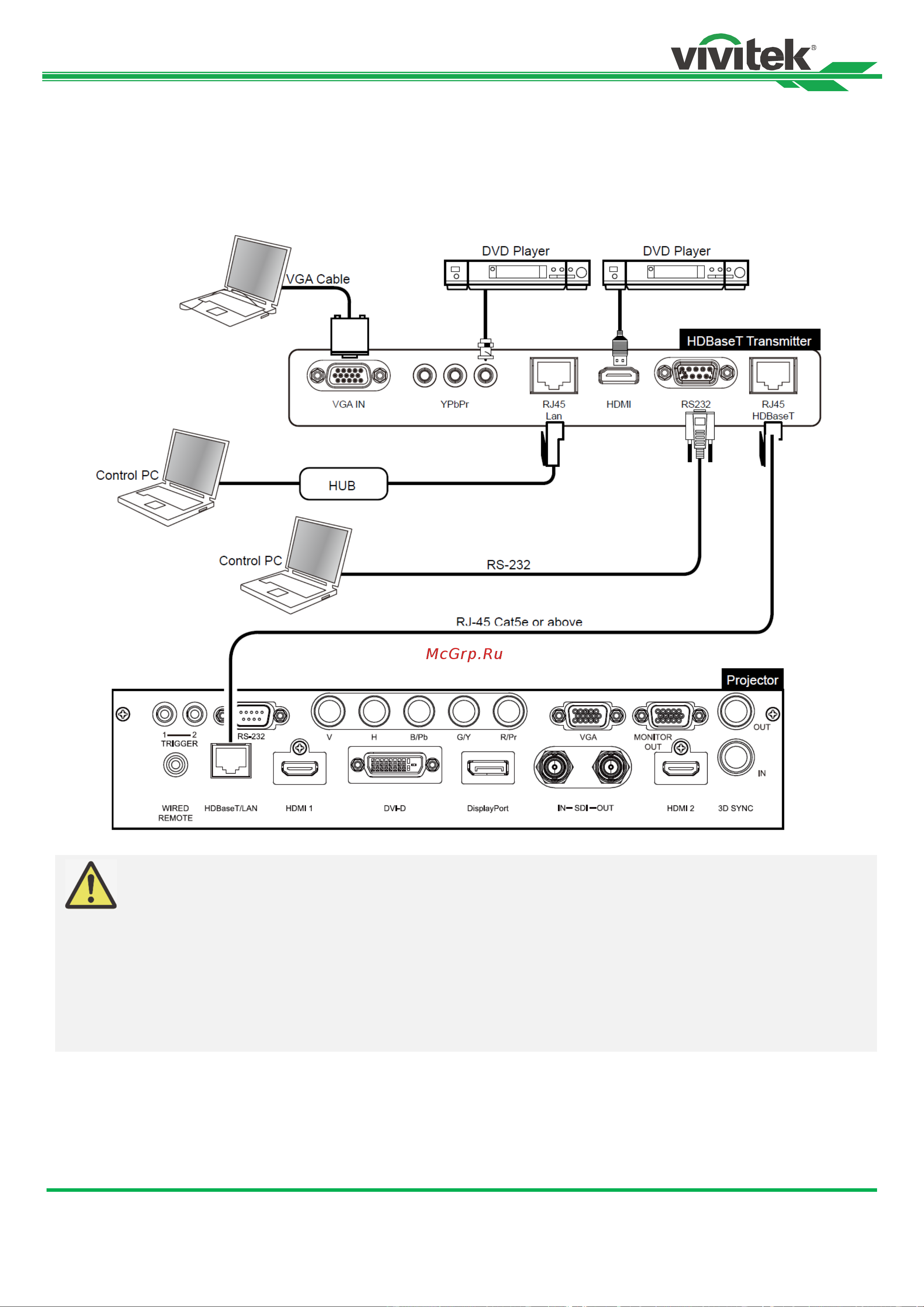 Vivitek DU9900Z [38/68] Подключение передатчика hdbaset
