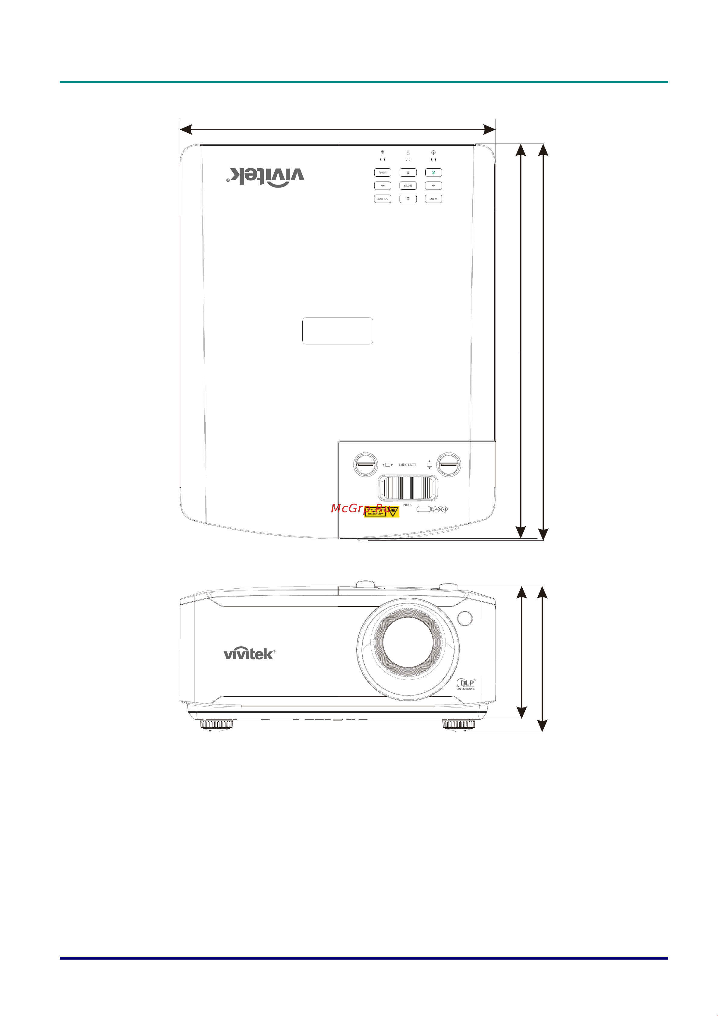 Vivitek DU4771Z [83/88] Размеры проектора