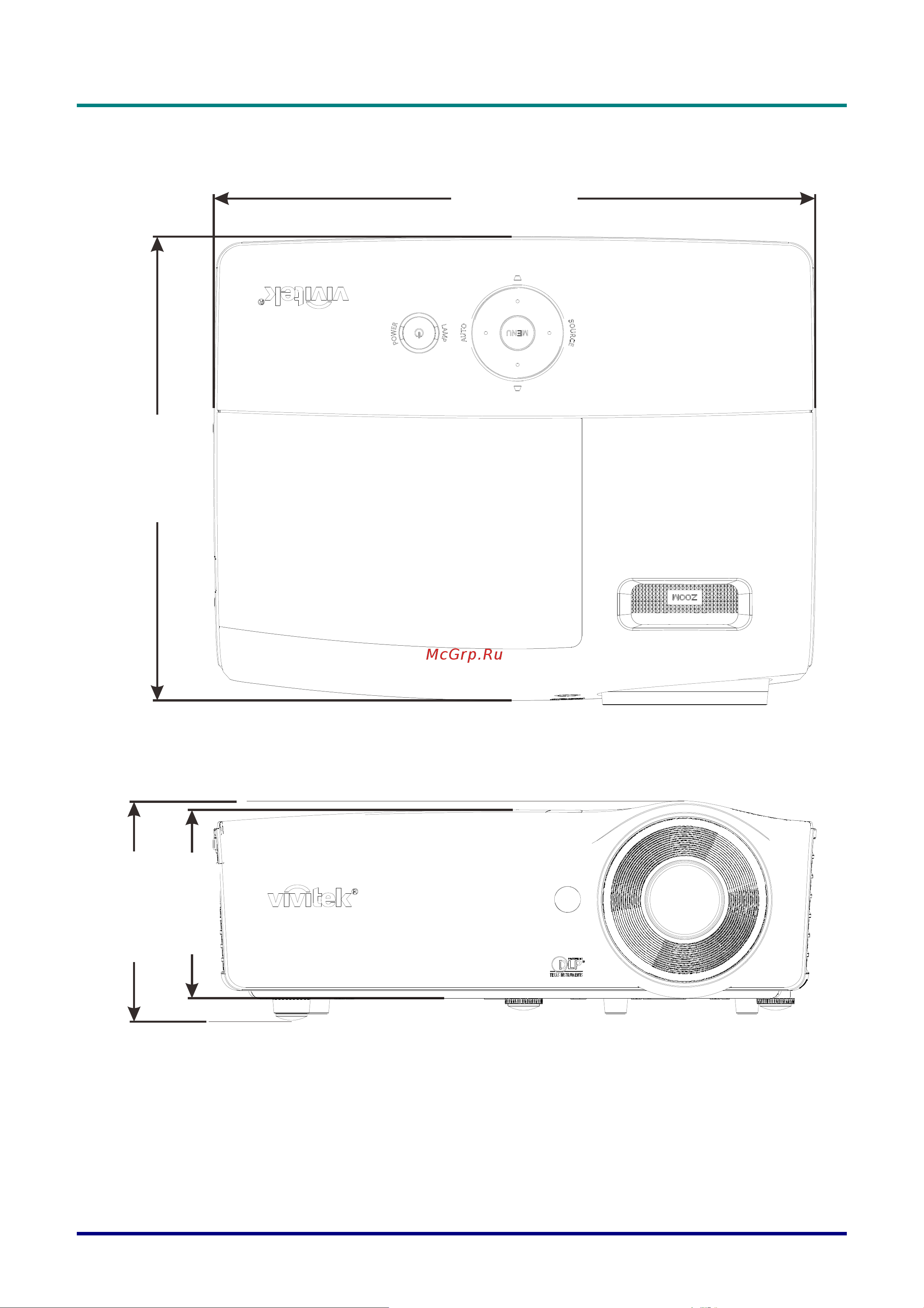 Vivitek DH558 [60/67] Размеры проектора
