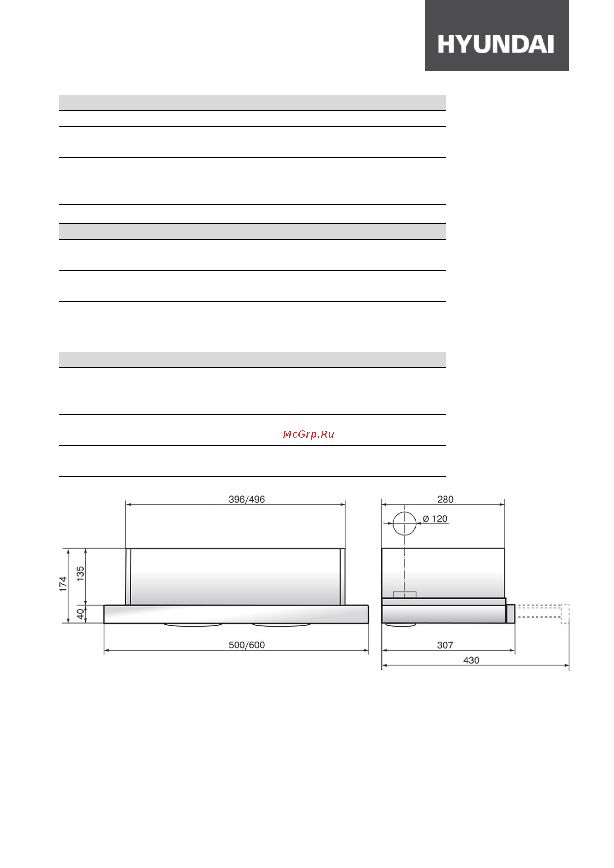 Hyundai HBH 5232 W [8/12] Технические характеристики