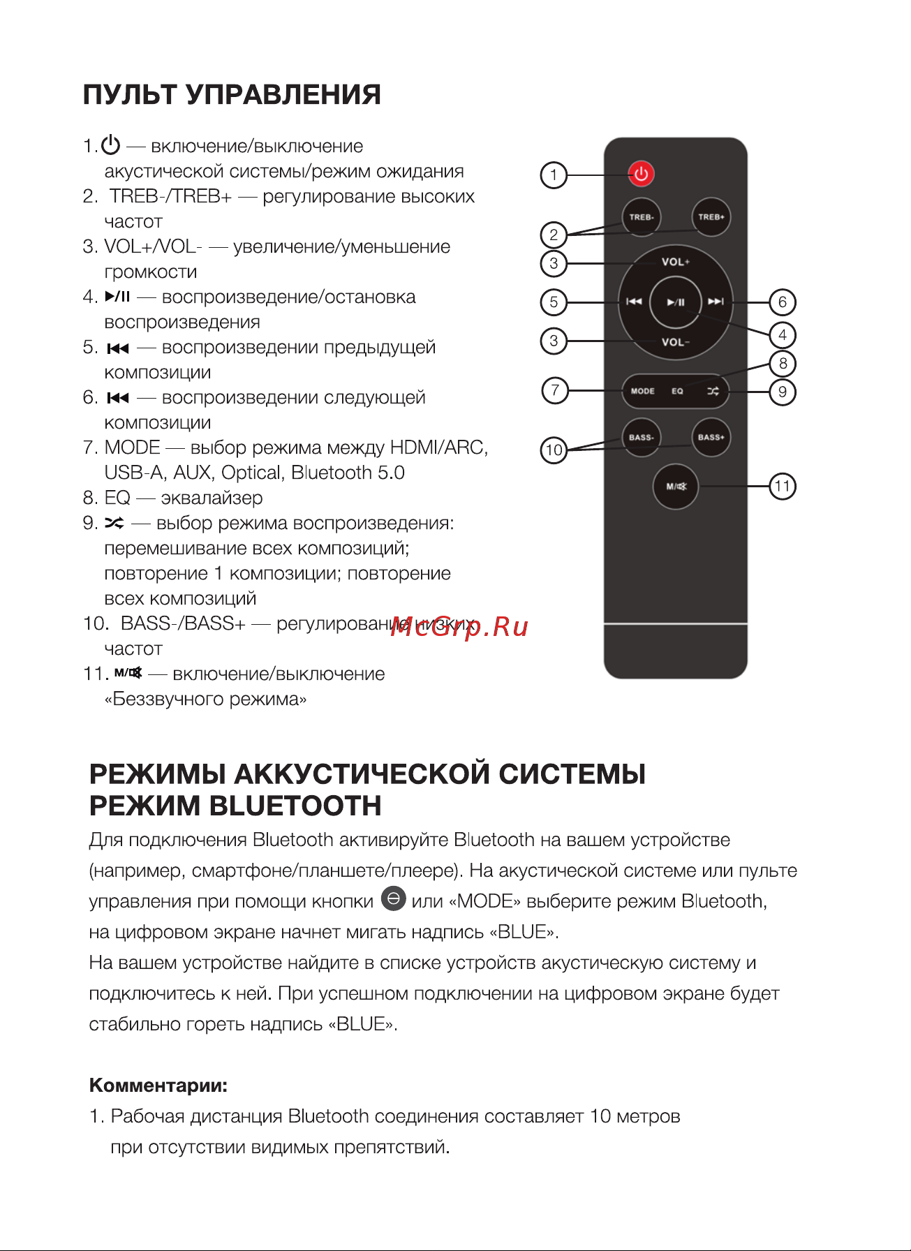 Hyundai H-HA640 [5/12] Режимы аккустической системы режим bluetooth