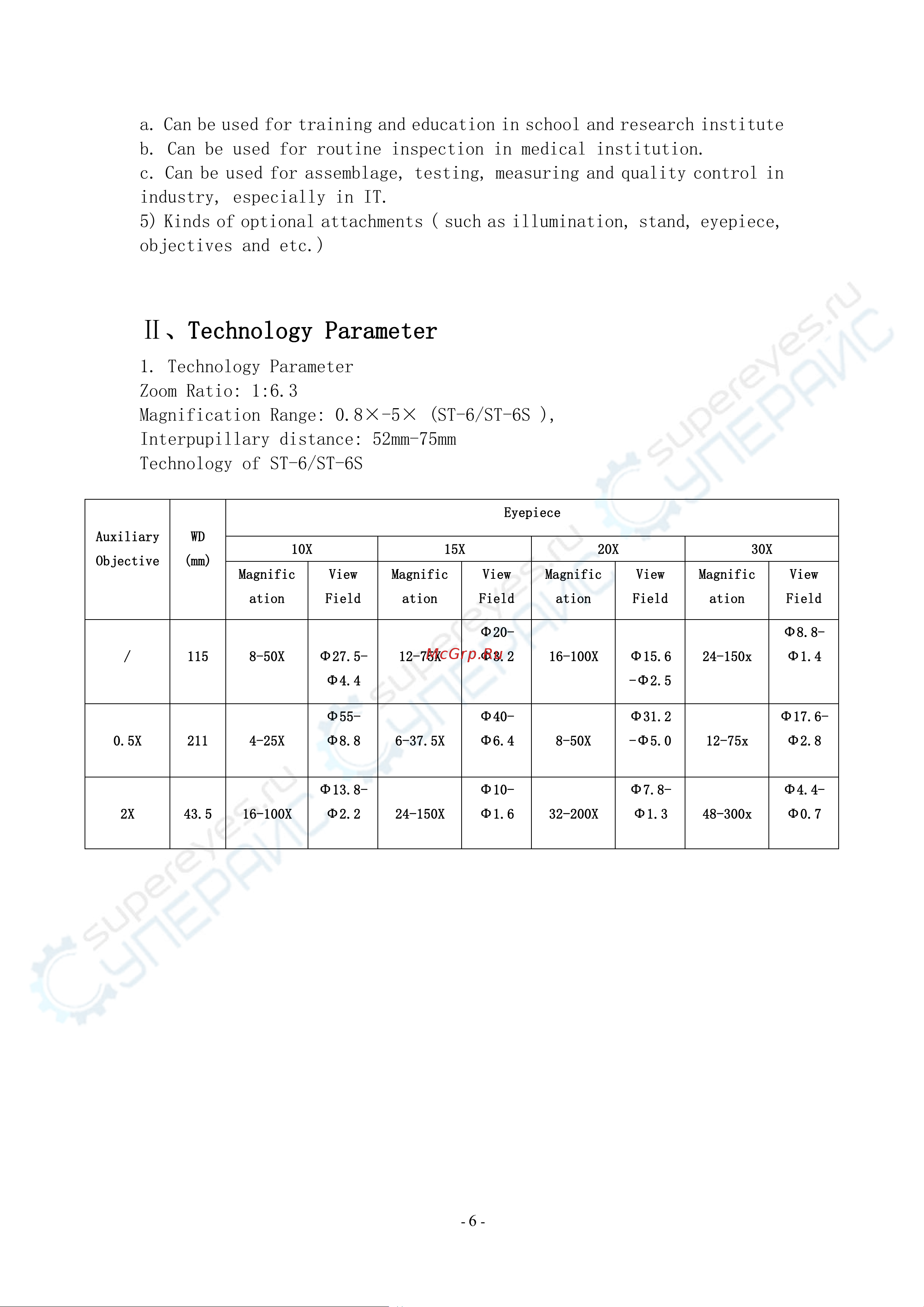 Dagong ST8050T-B1 [6/17] Technology parameter