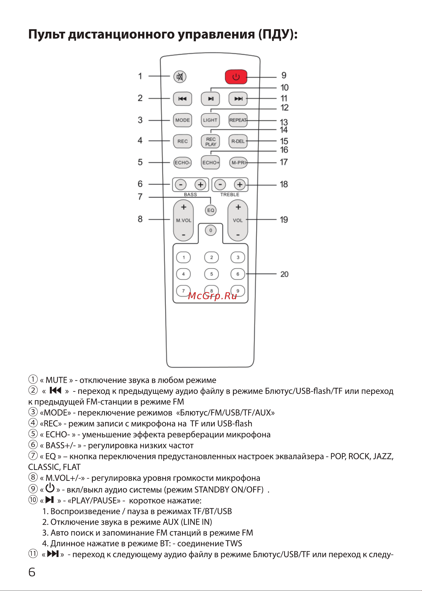 Ginzzu GM-205 Инструкция по эксплуатации онлайн [6/15] 629659