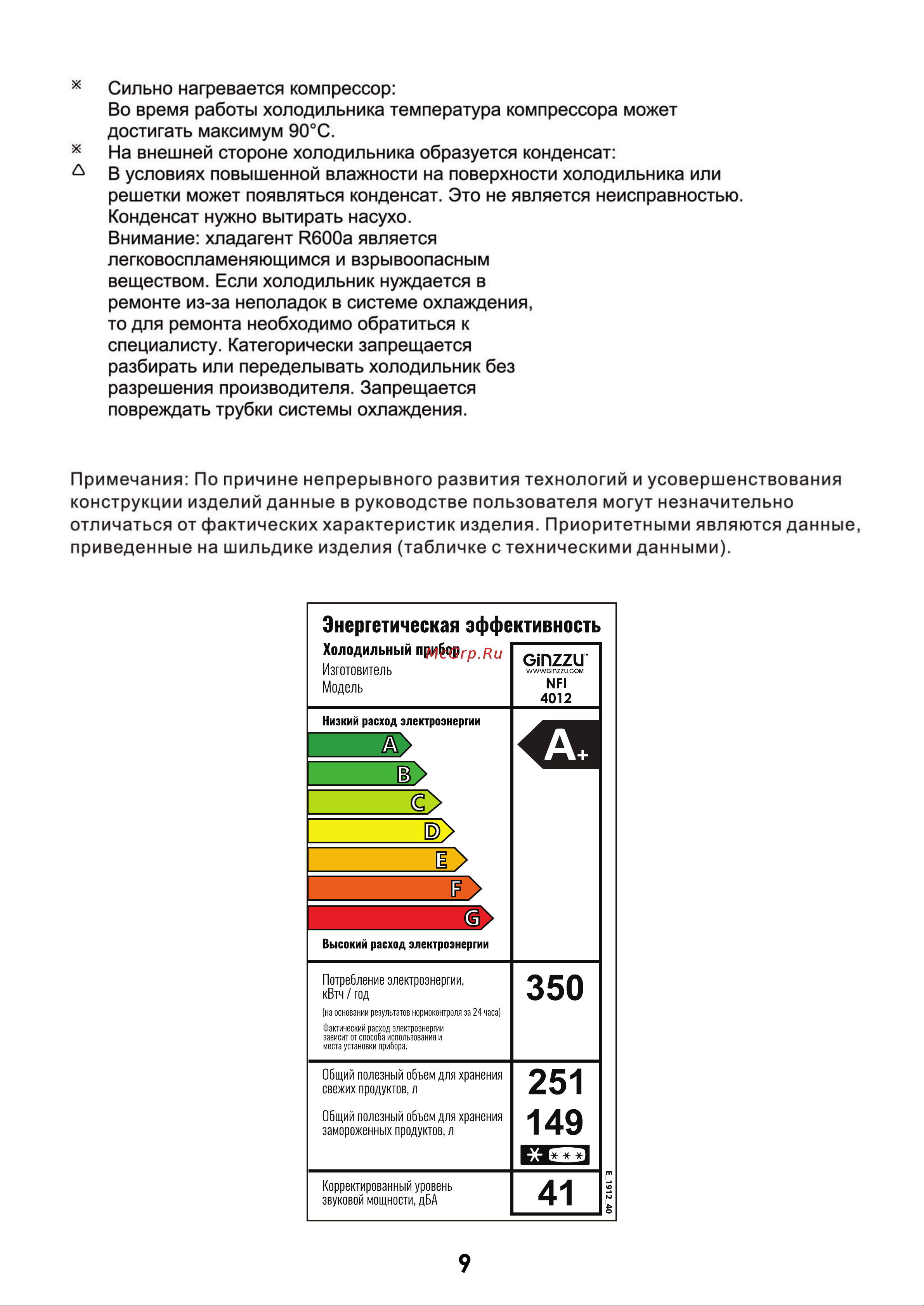 Ginzzu NFI-4012 Gold [9/10] Страница 9