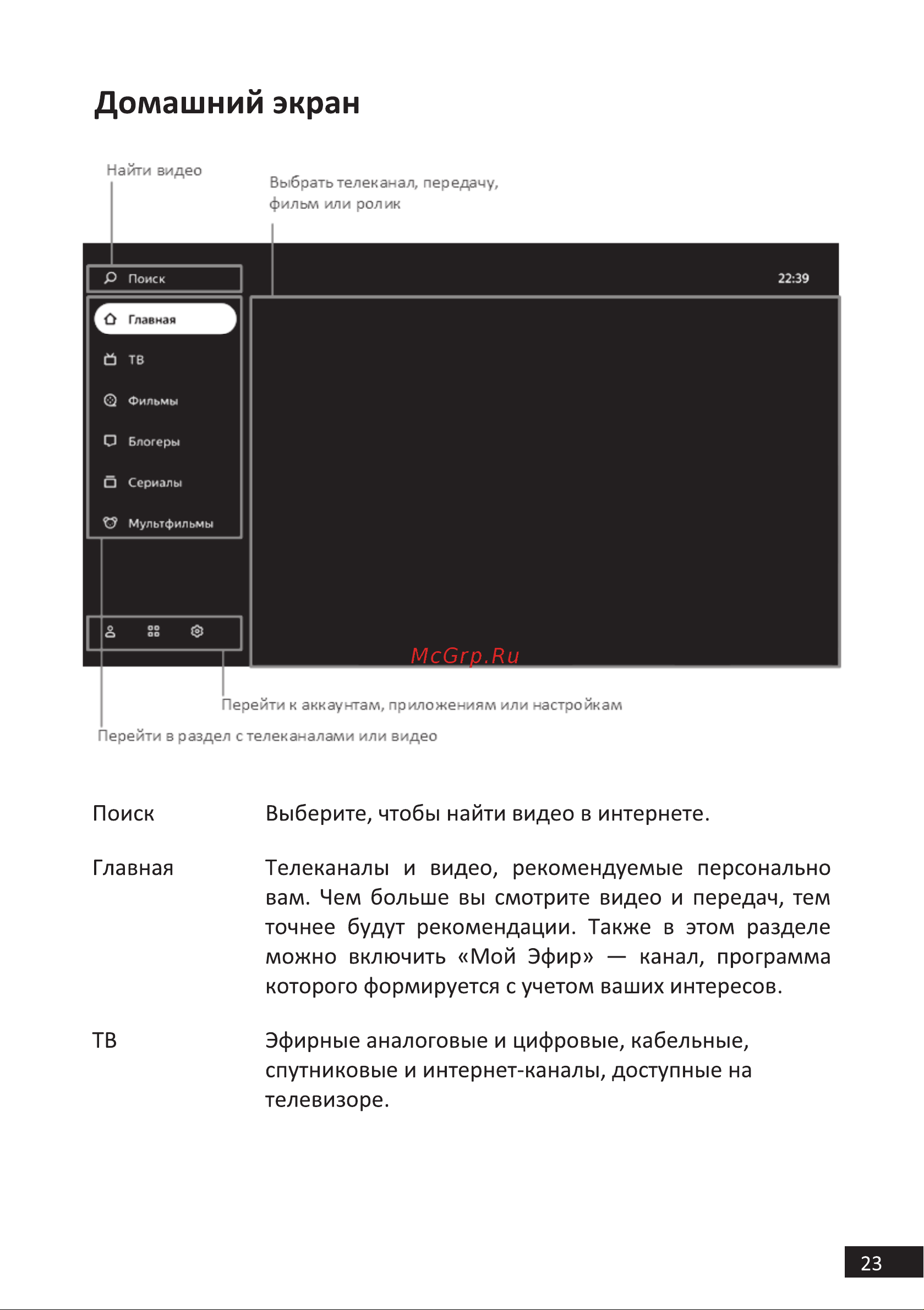 DEXP U50E9100Q [23/44] Домашний экран