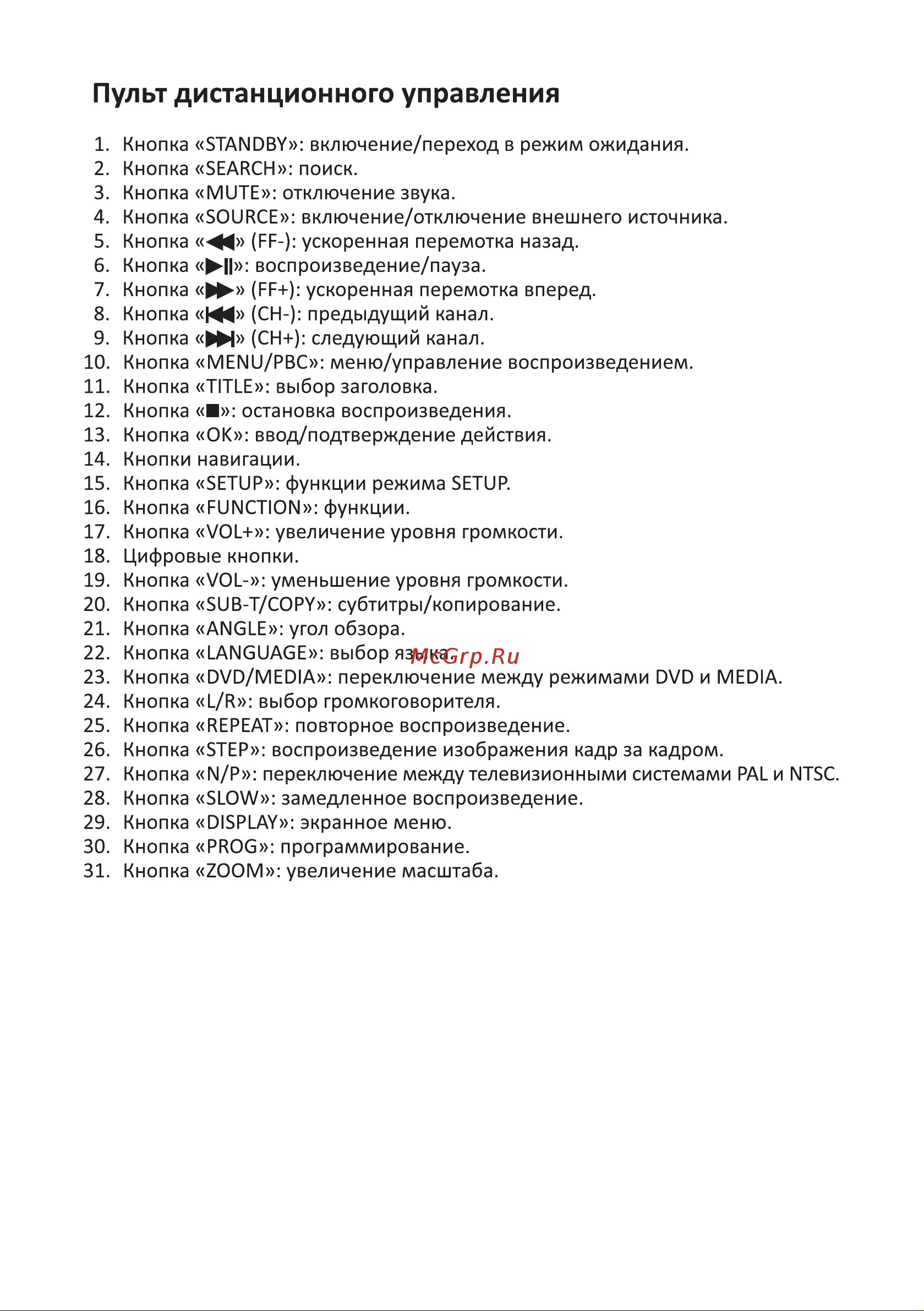 DEXP V350 [7/20] Пульт дистанционного управления