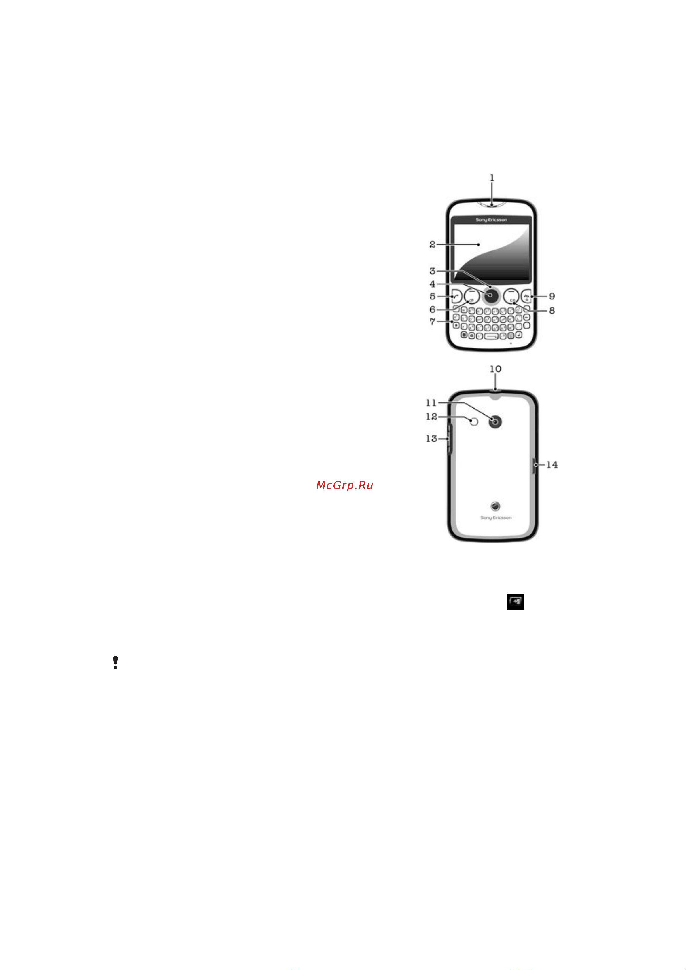 SonyEricsson txt [8/34] Знакомство с основными функциями телефона
