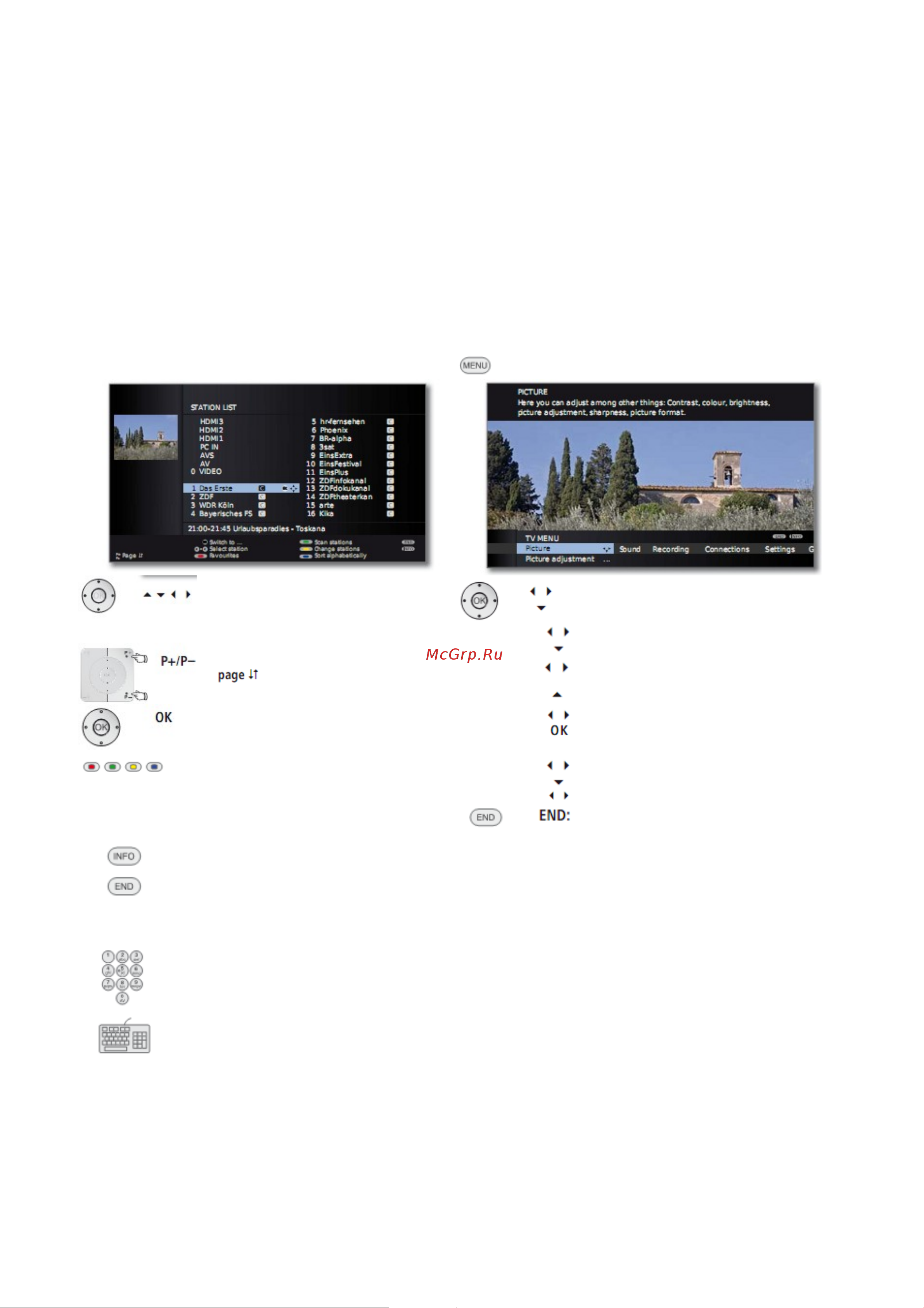 Loewe Xelos 32 50422W80 Silver [13/138] Управление может быть в основном разделено на две области управление с помощью ниспадающих списков например списков станций списка избранного электронного справ...