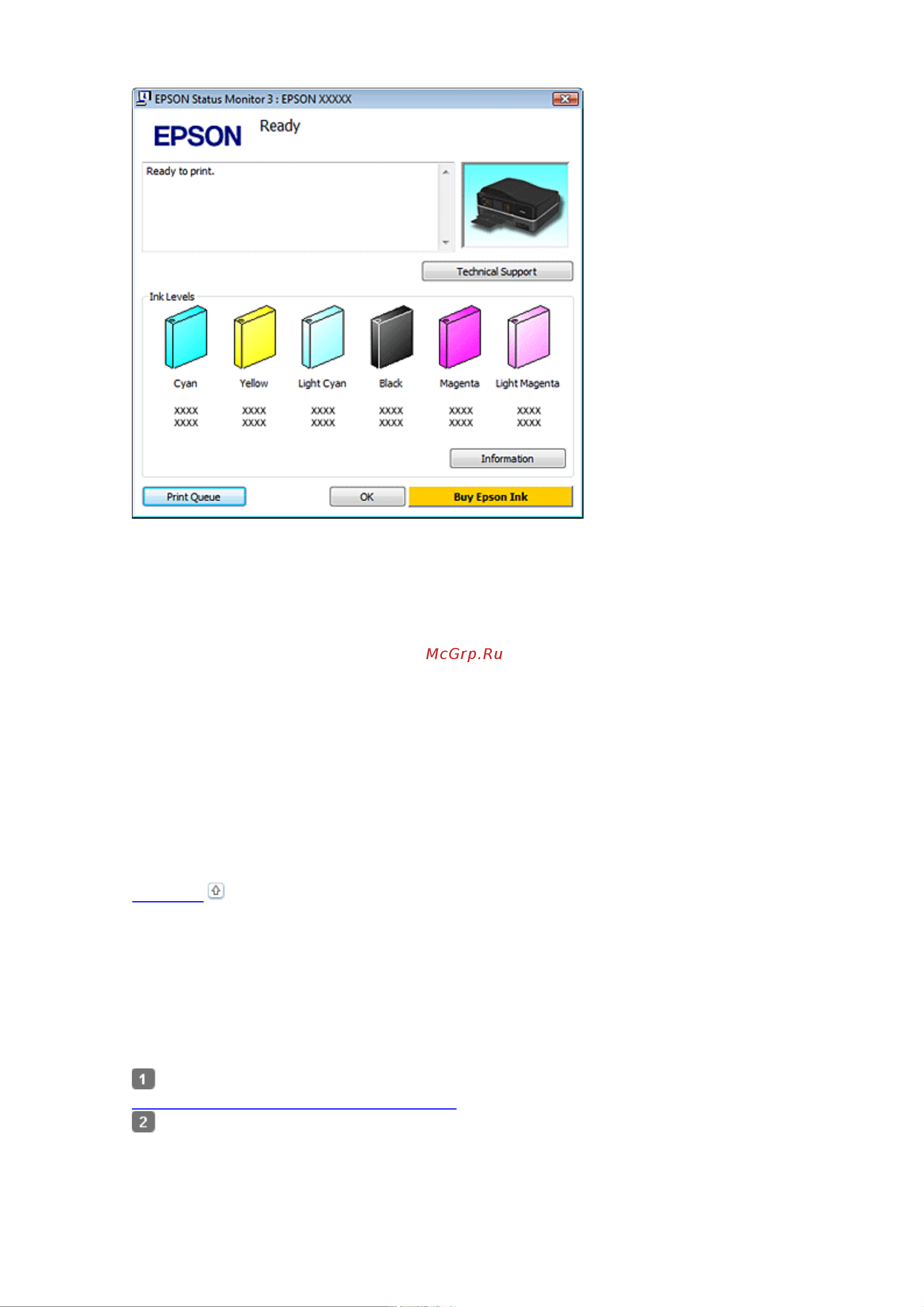Epson PX730WD  [102/174] Работа с epson status monitor