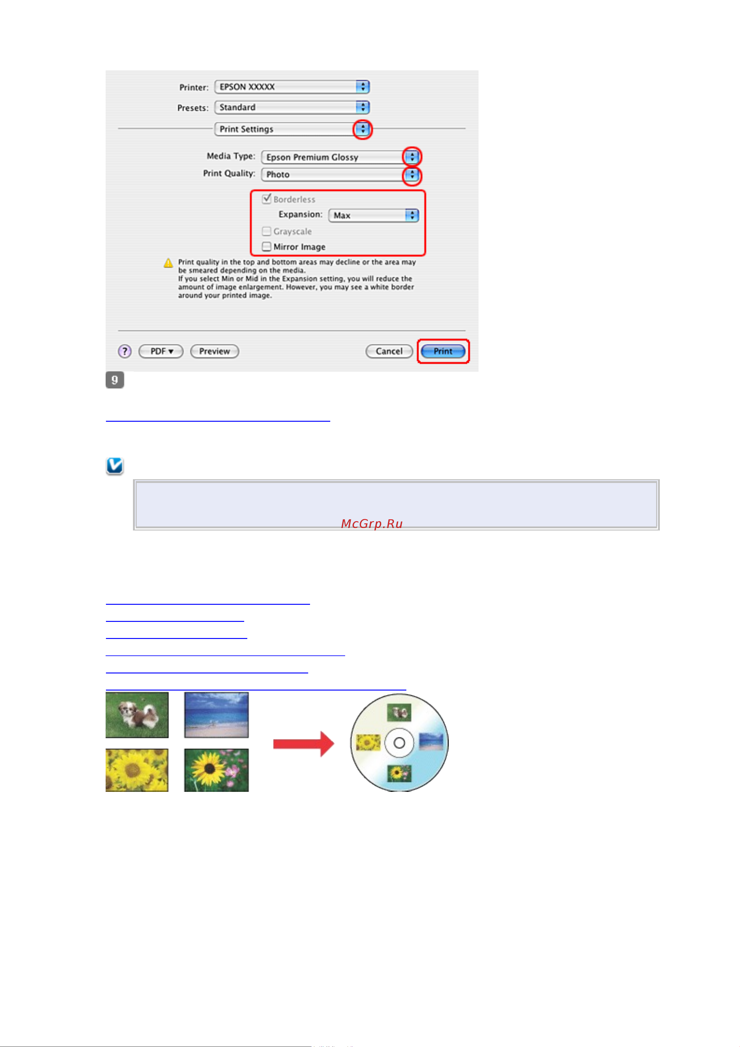 Epson PX730WD  [14/174] Печать на cd dvd