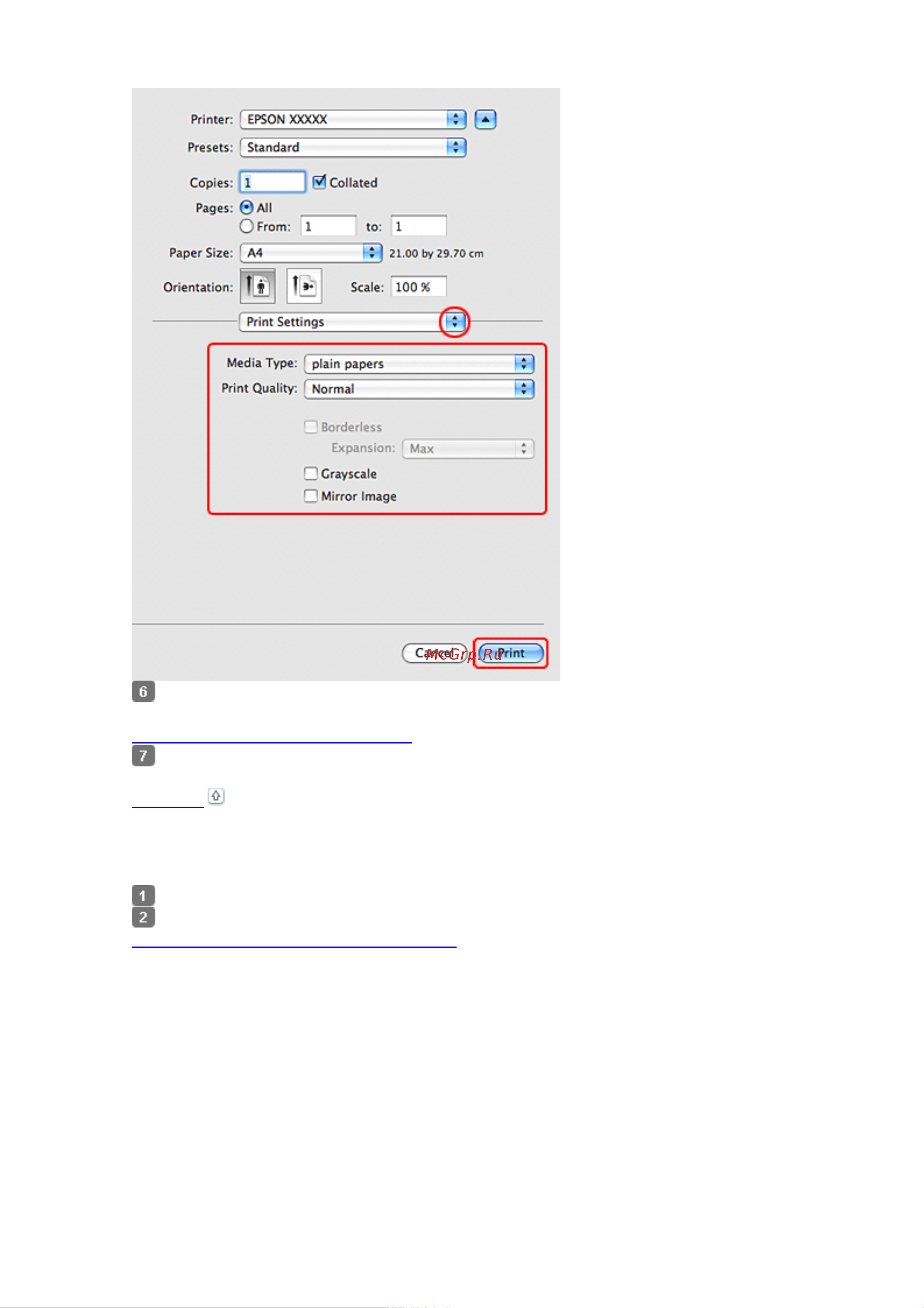 Epson PX730WD  [25/174] Настройки драйвера в mac os x 10
