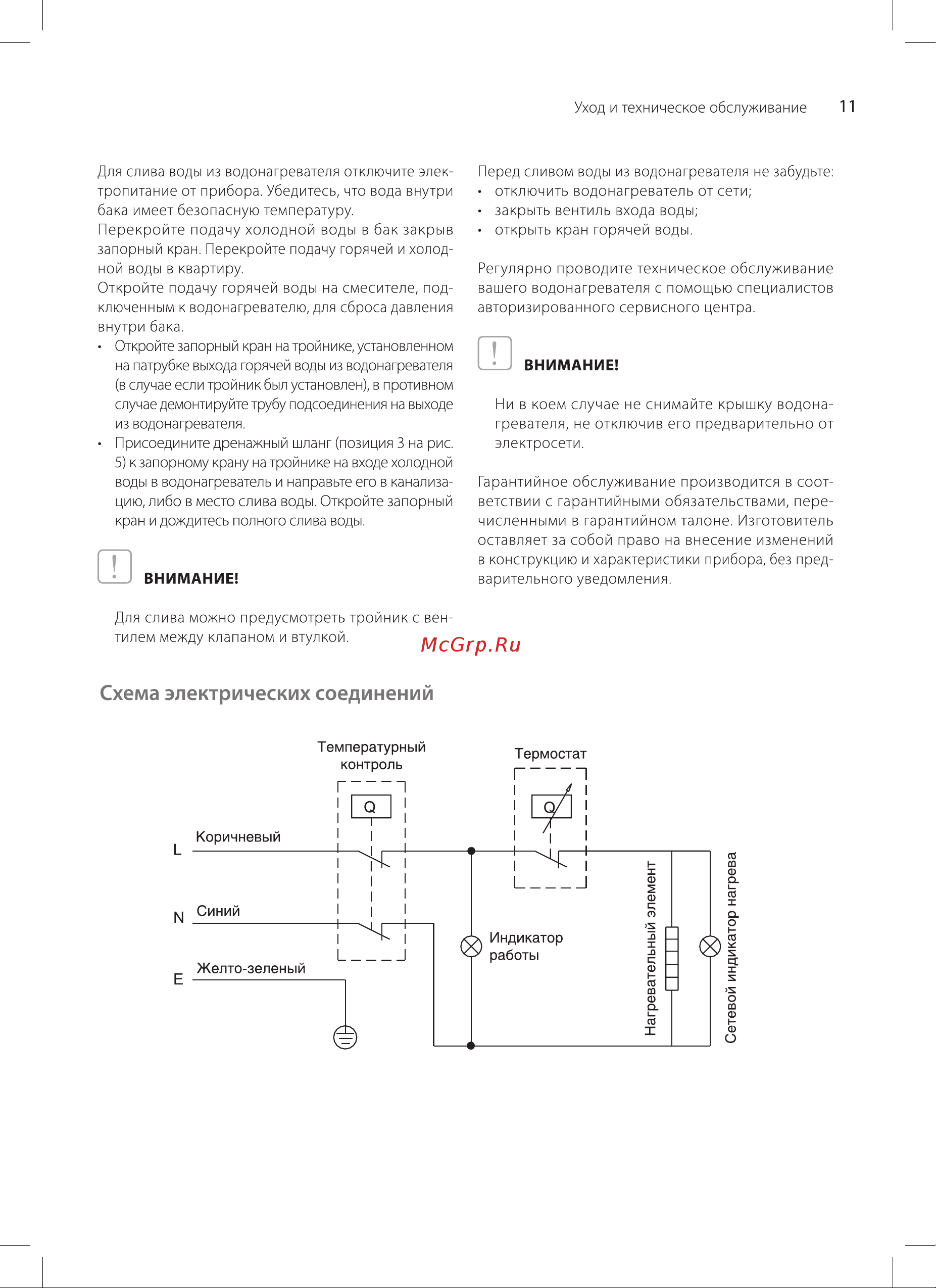 Ballu BWH/S 10 Capsule Plus O [11/20] Схема электрических соединений