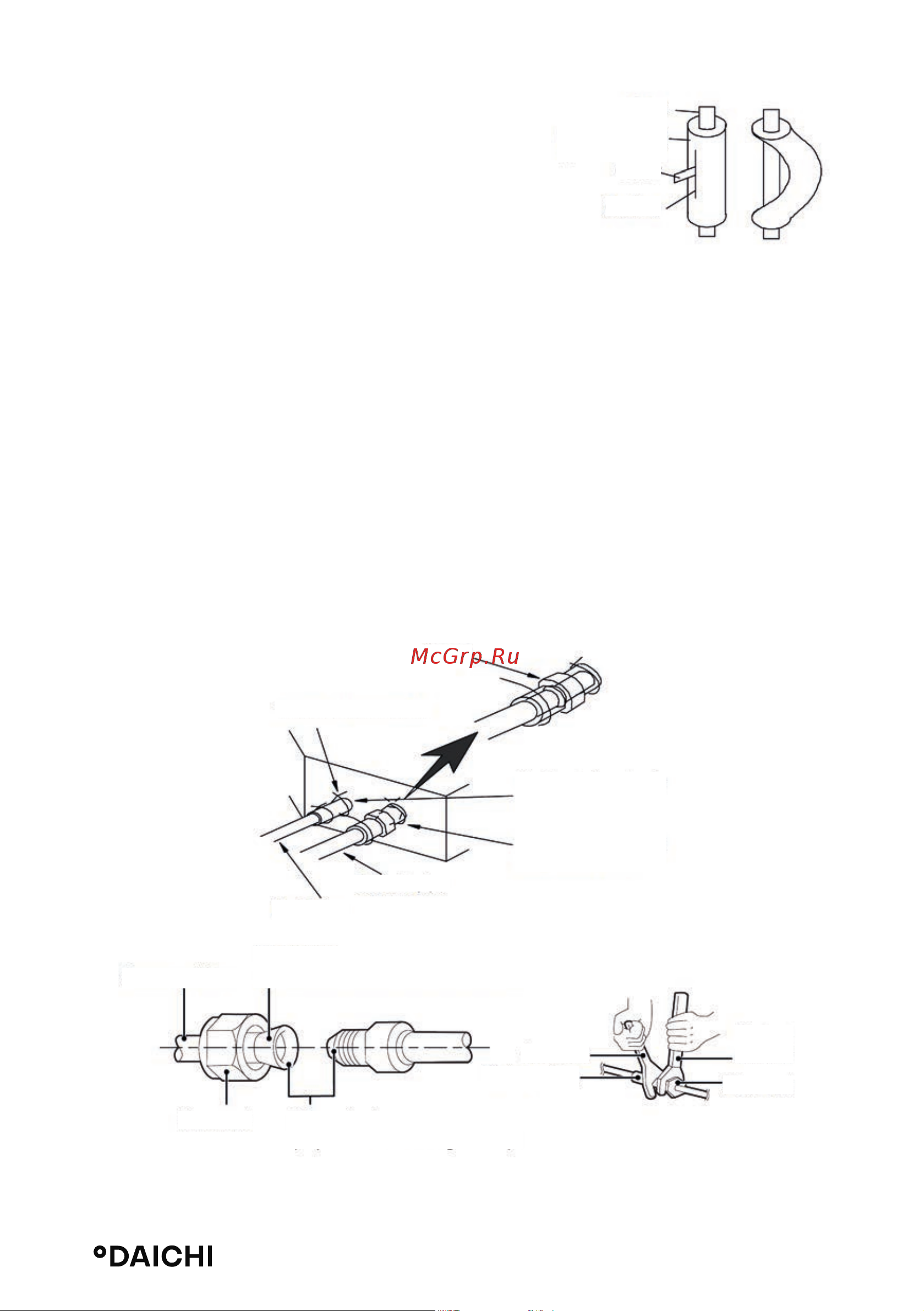Daichi DA35ALFS1R/DF35ALS1R [28/77] Не изгибайте трубу слишком сильно иначе она может сломаться острым ножом раз режьте теплоизолирующую оболочку трубы и отведите ее в сторону см рис после того как труба будет изогнута установите тепло изолирующую оболочку на место и закрепите ее липкой лентой