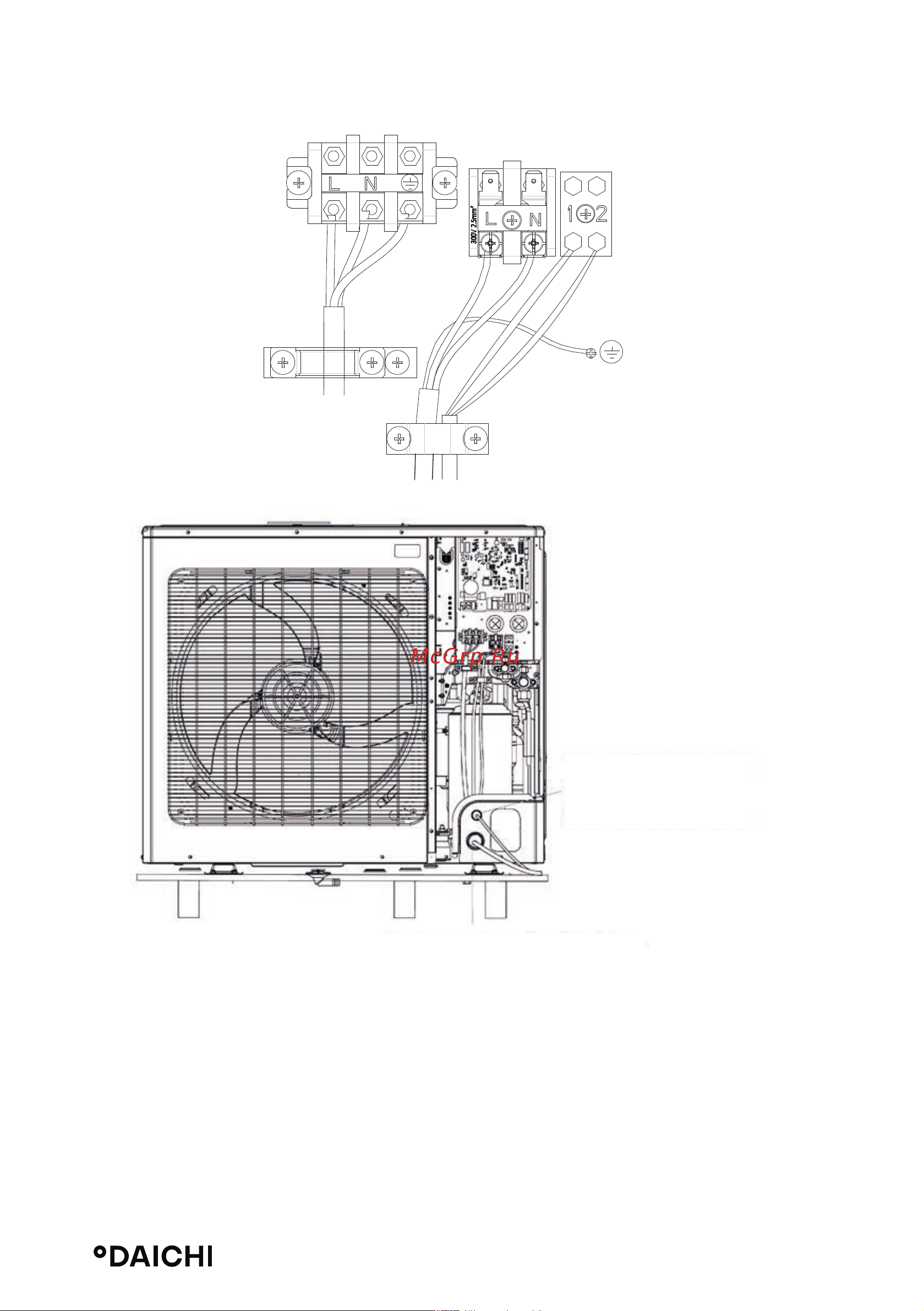 Daichi DA100ALCS1R/DF100ALS1R/DPC06L [51/77] B монтаж проводов для унифицированного однофазного источника питания