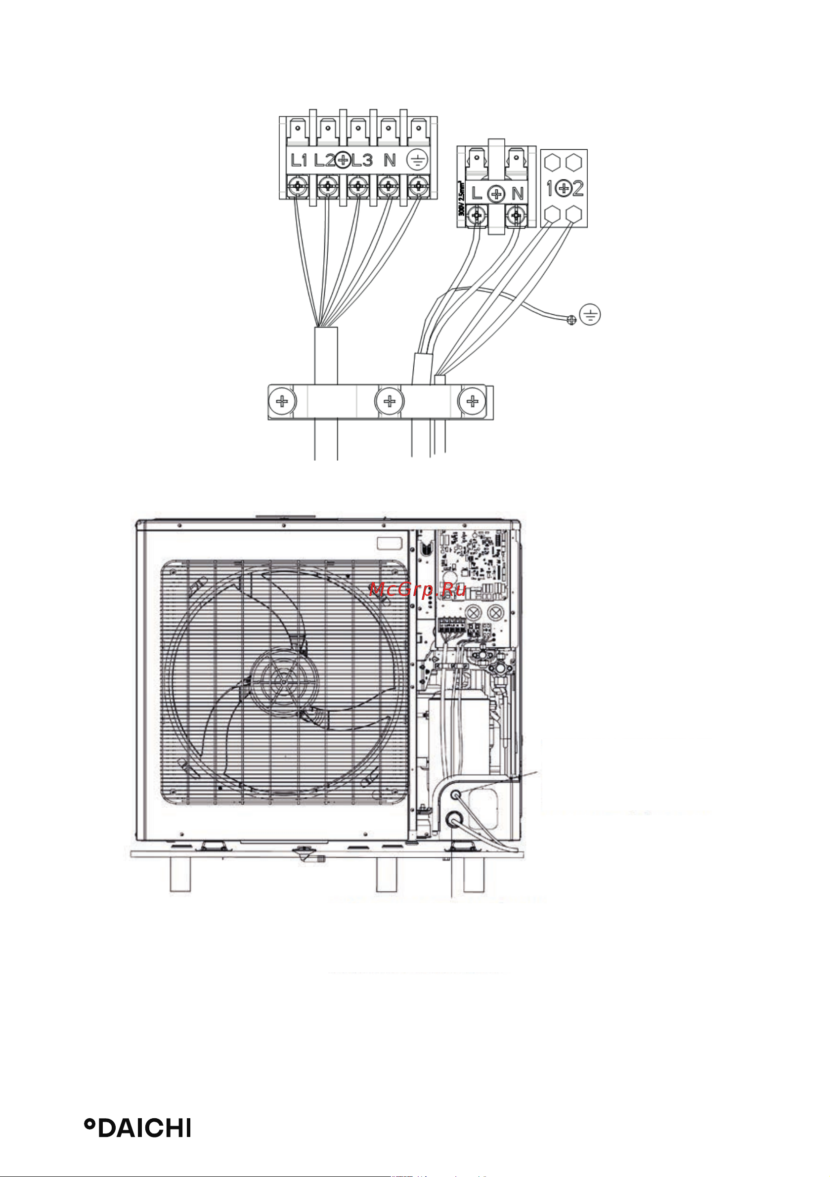 Daichi DA140ALCS1R/DF140ALS3R/DPC06L [54/77] B монтаж проводов для унифицированного трехфазного источника питания
