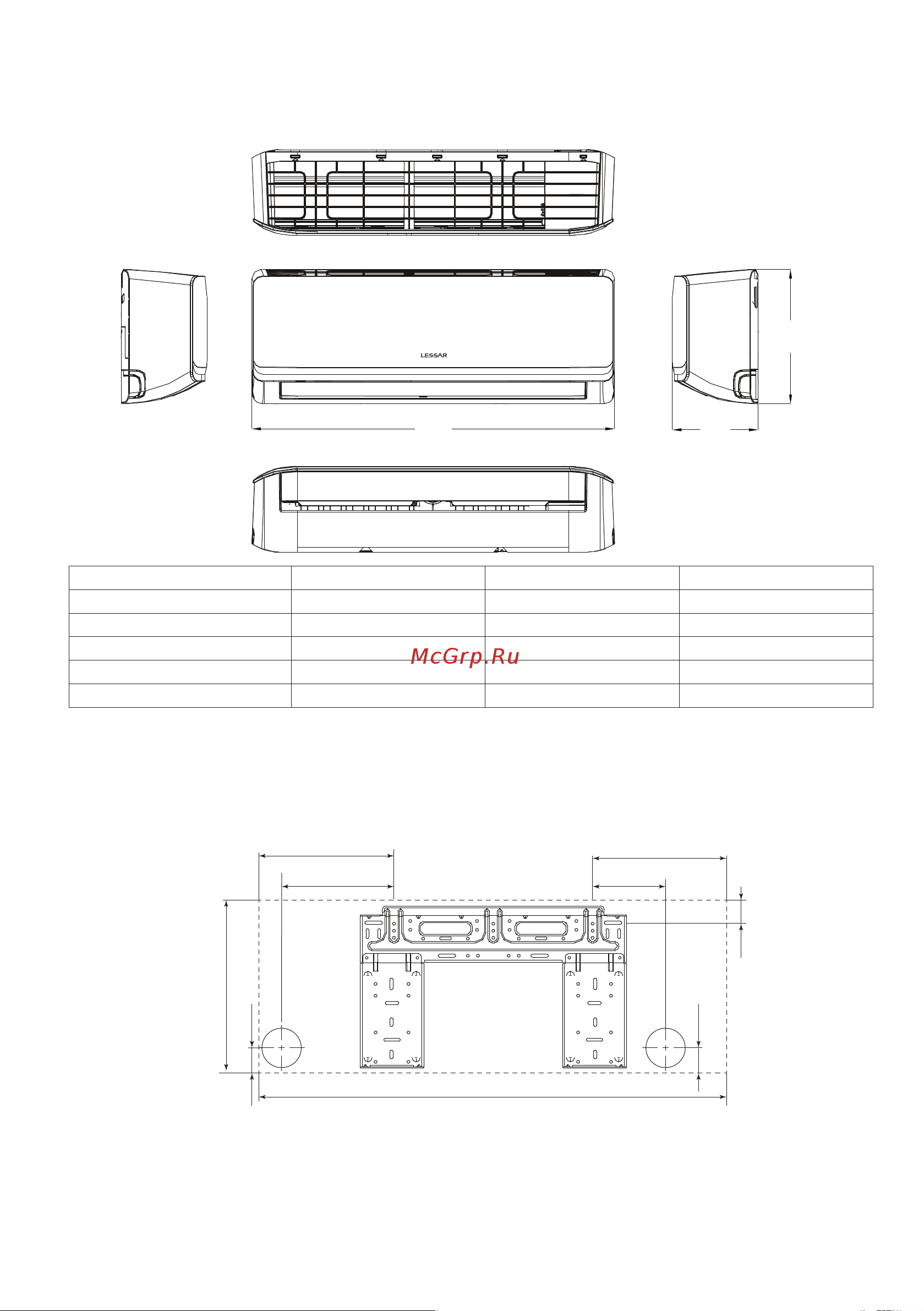 Lessar LS-H18KLA2AB/LU-H18KLA2AB [6/36] Габаритные размеры