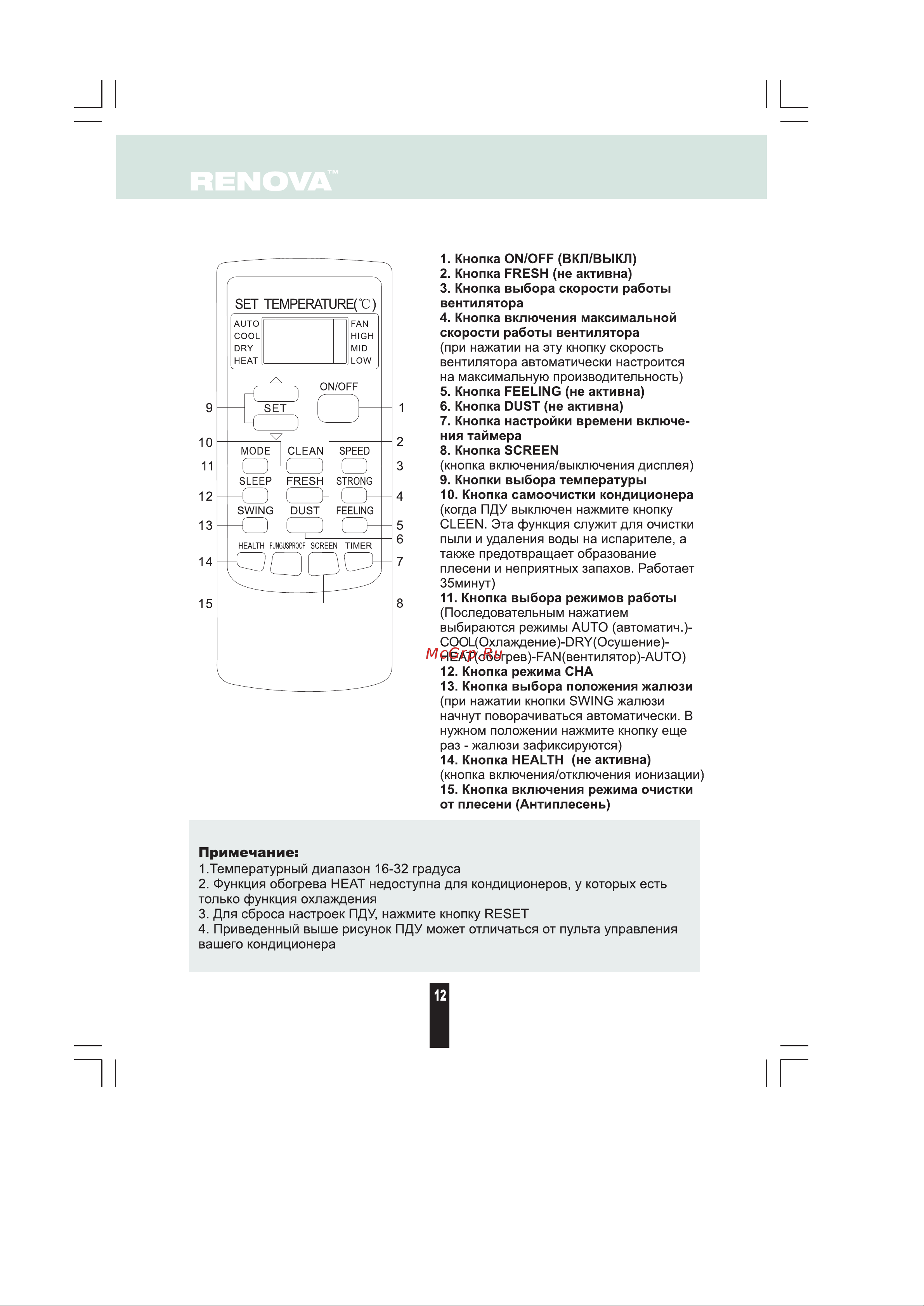 Renova CHW-07E [11/27] Страница 11