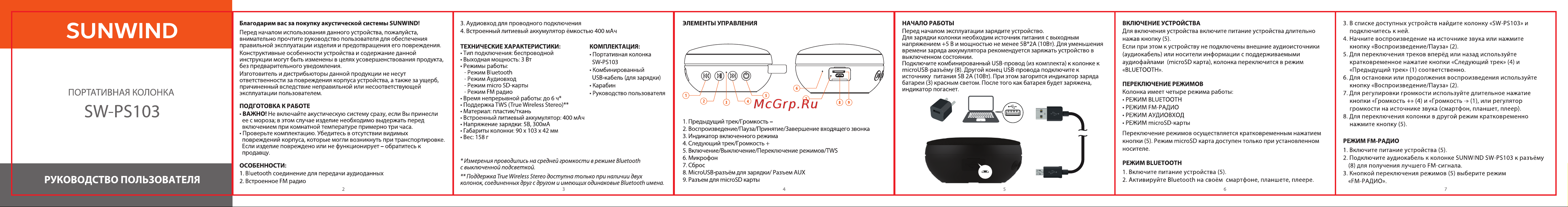 SUNWIND SW-PS103 BL Инструкция по эксплуатации онлайн