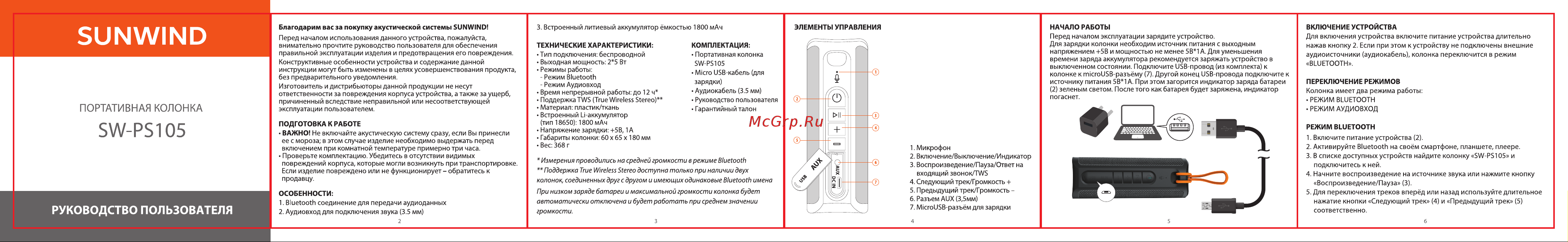 SUNWIND SW-PS105 B Инструкция по эксплуатации онлайн